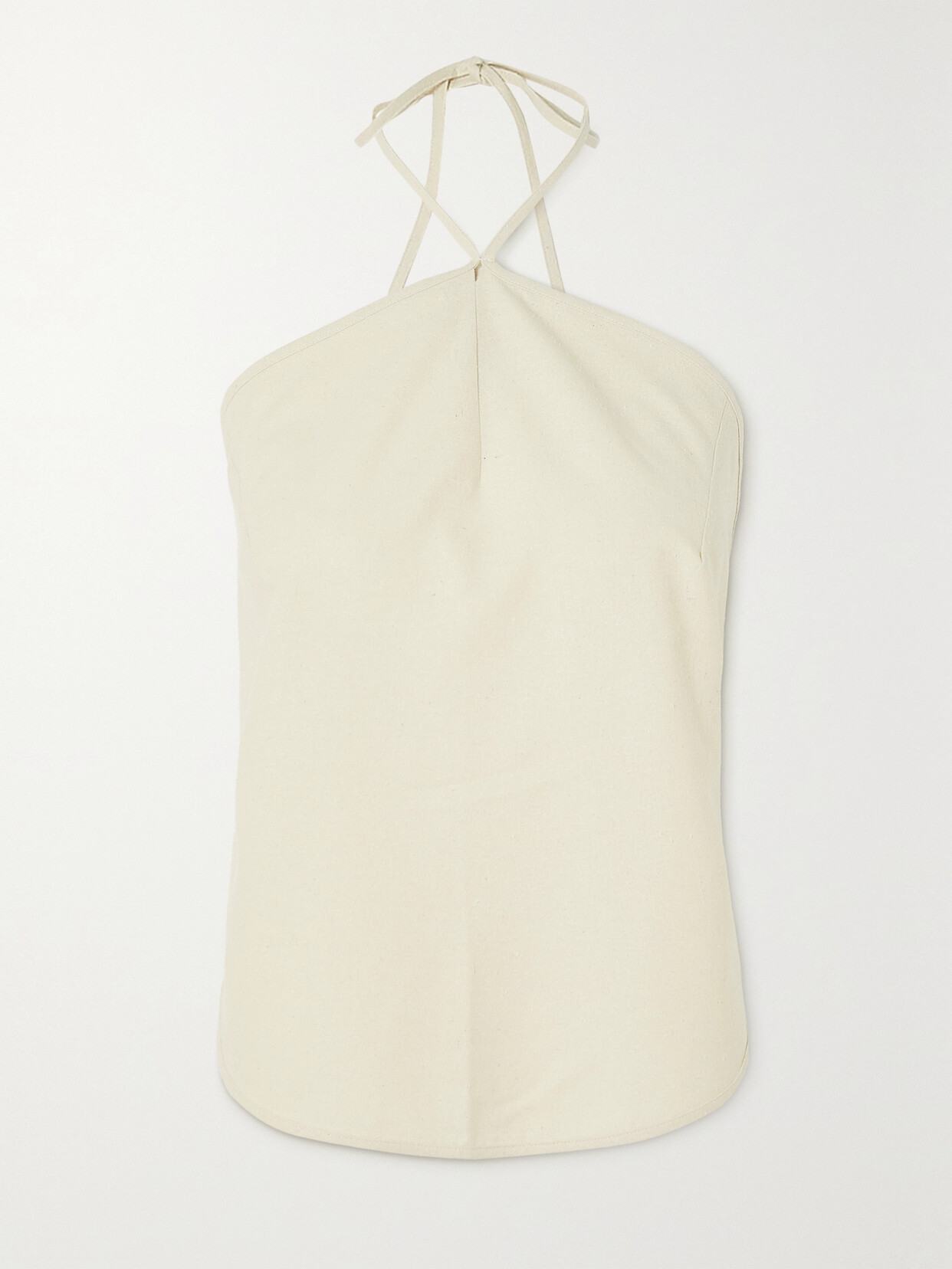 Baserange - Ligo Backless Tie-detailed Silk Halterneck Top - Cream