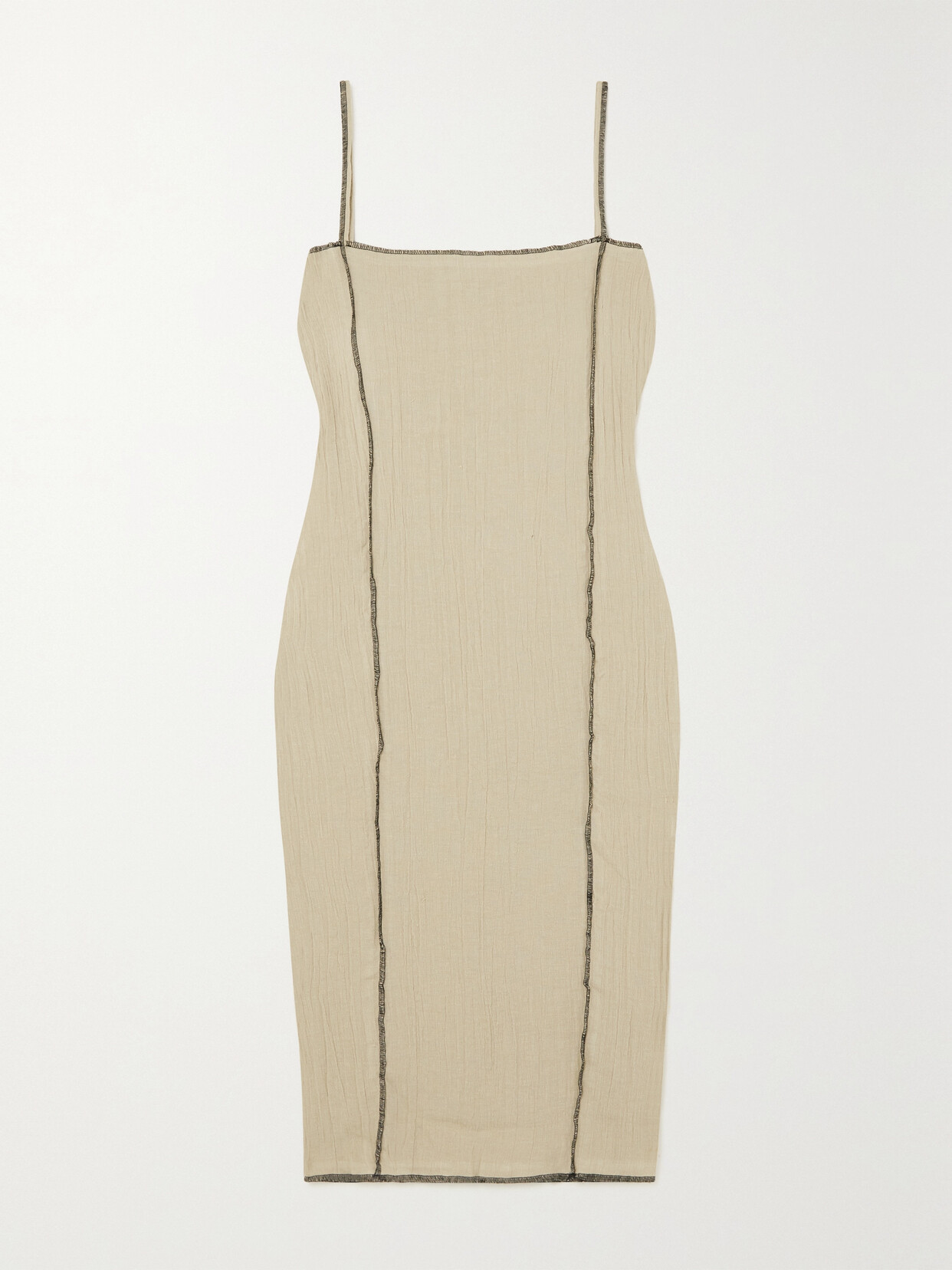 Baserange - Linen And Cotton-blend Gauze Midi Dress - Neutrals