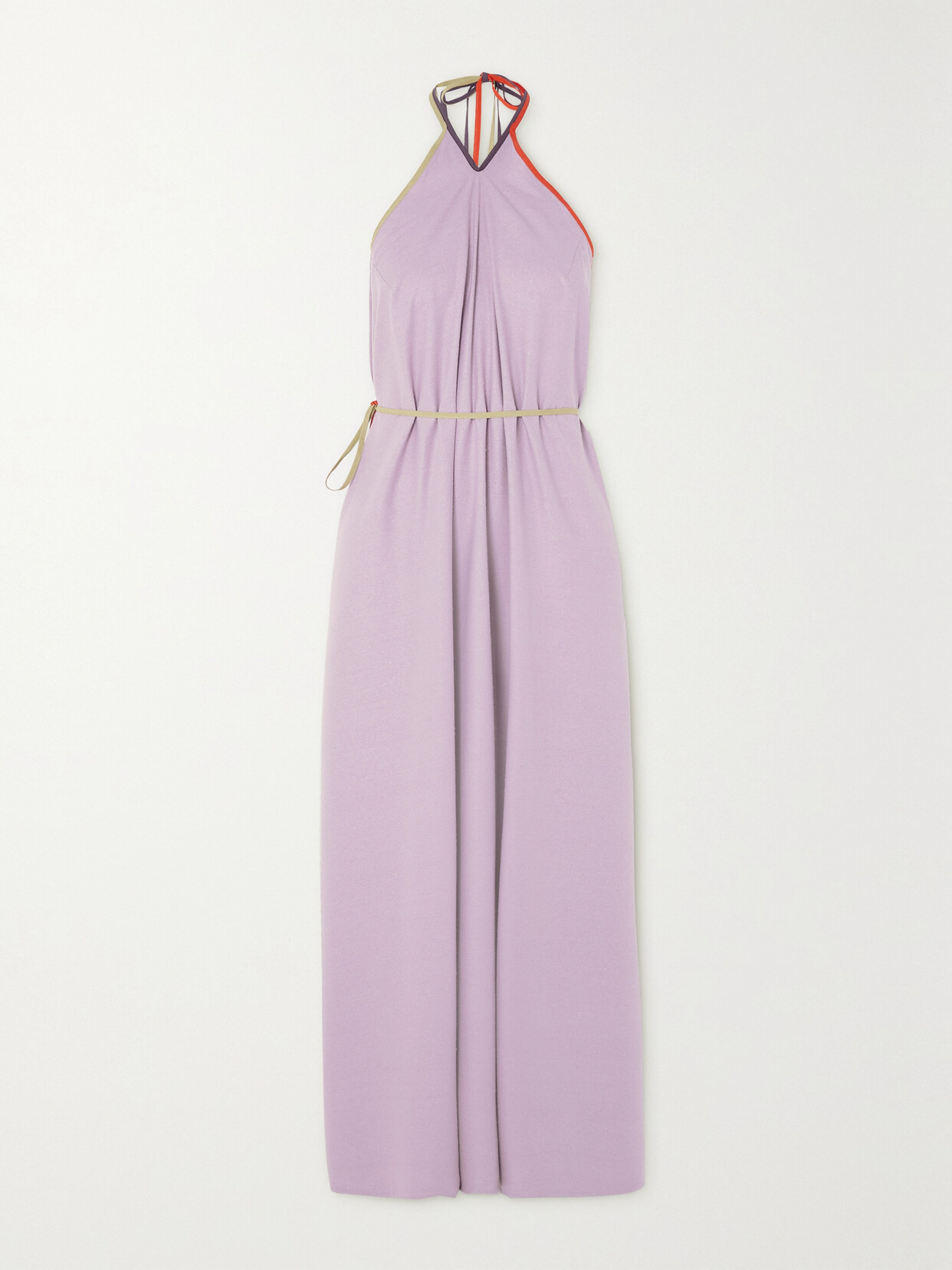 Baserange - Mar Open-back Silk Halterneck Maxi Wrap Dress - Pink