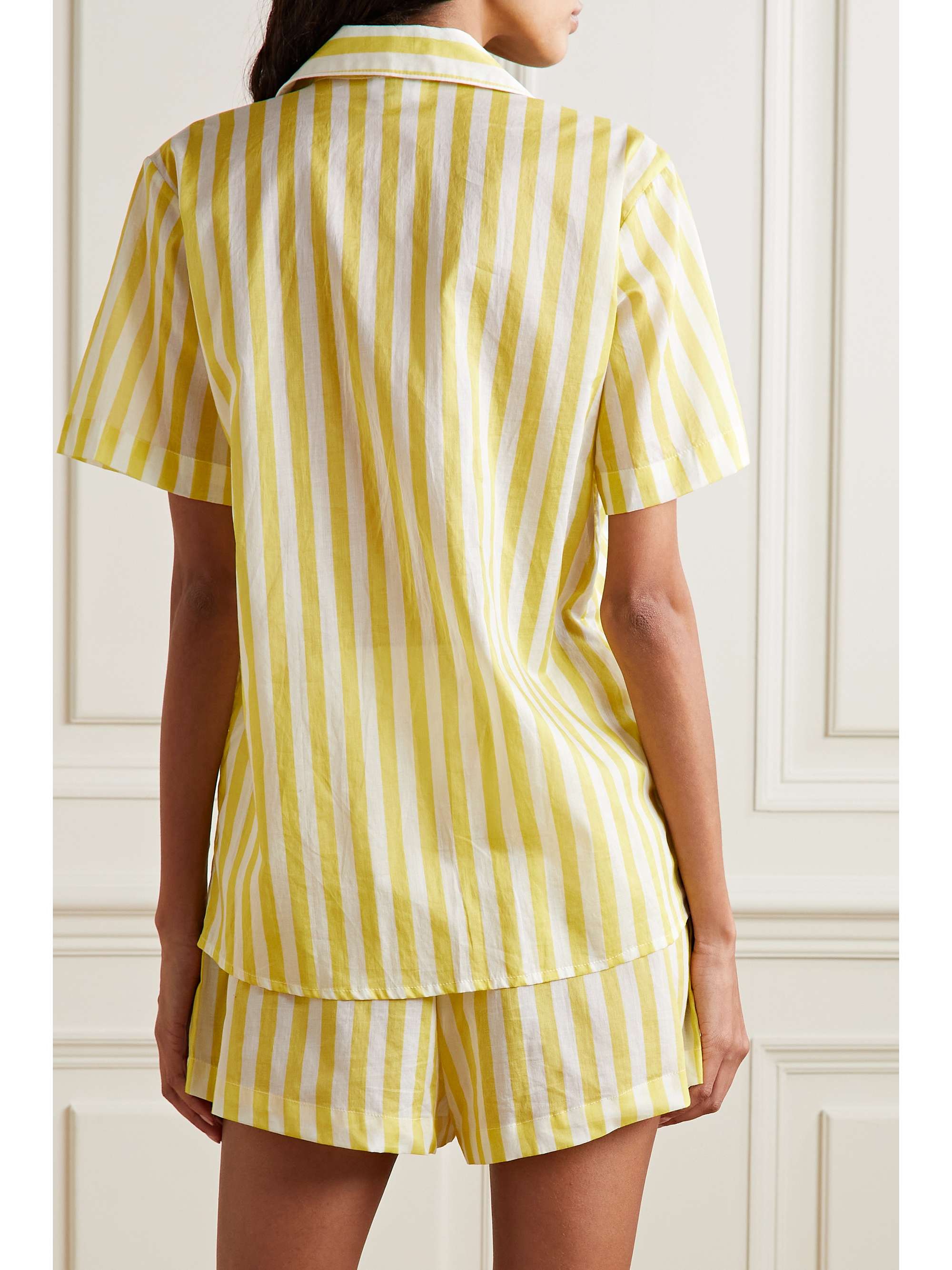 POUR LES FEMMES Striped cotton-voile pajama set