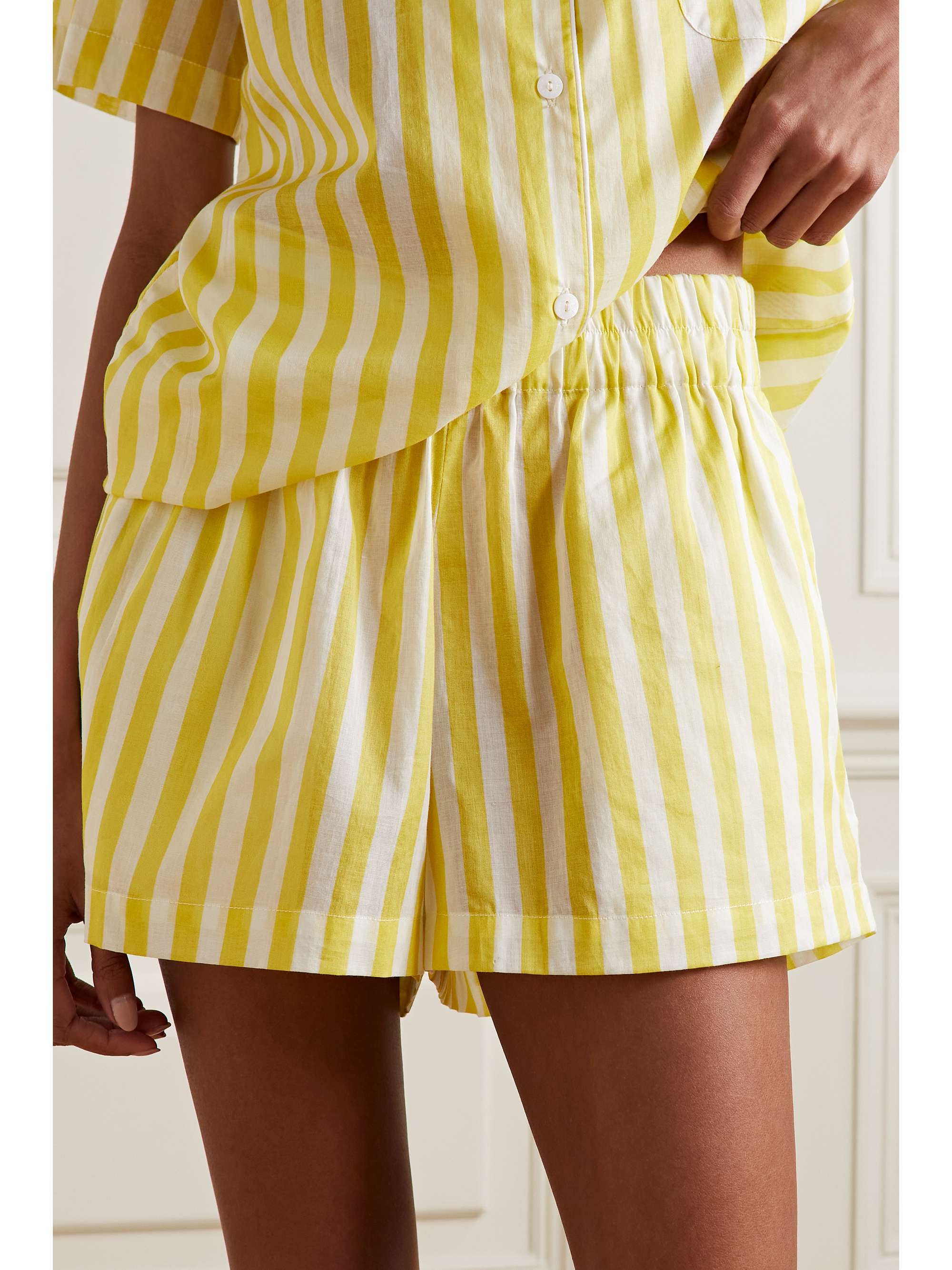 POUR LES FEMMES Striped cotton-voile pajama set