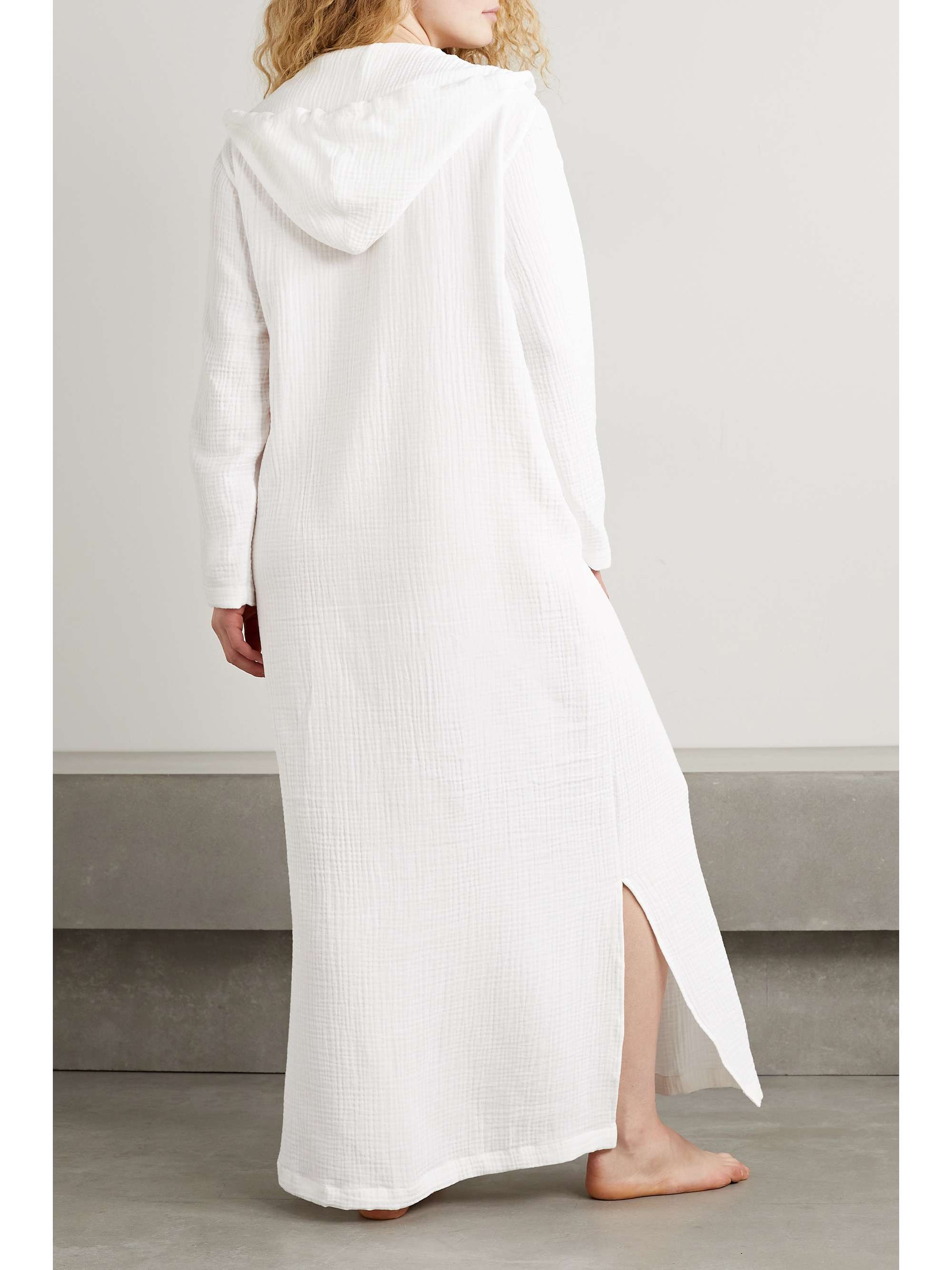 POUR LES FEMMES Angel hooded textured cotton-gauze maxi dress | NET-A-PORTER