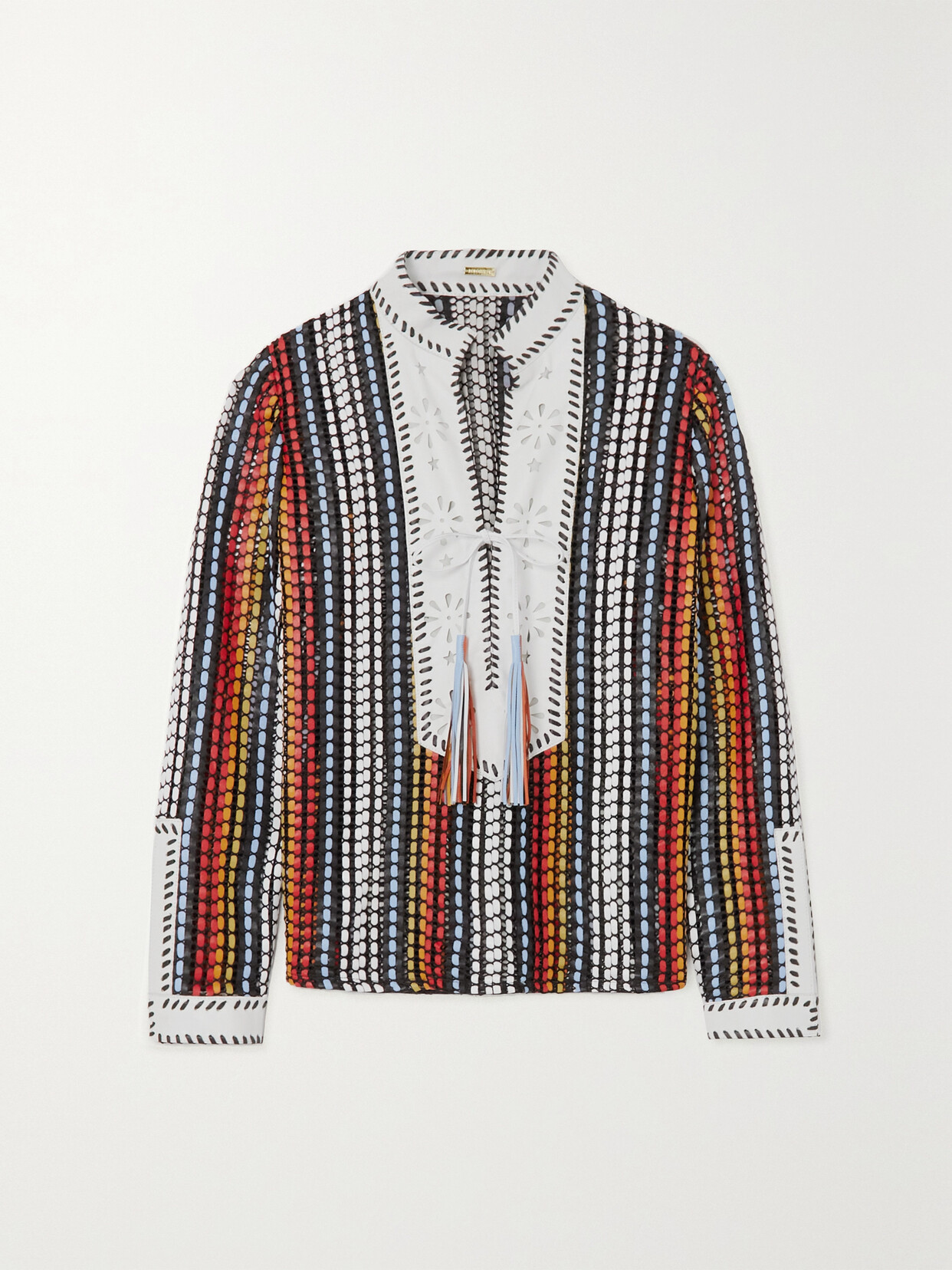 Dodo Bar Or - Oliver Striped Laser-cut Leather Blouse - Multi