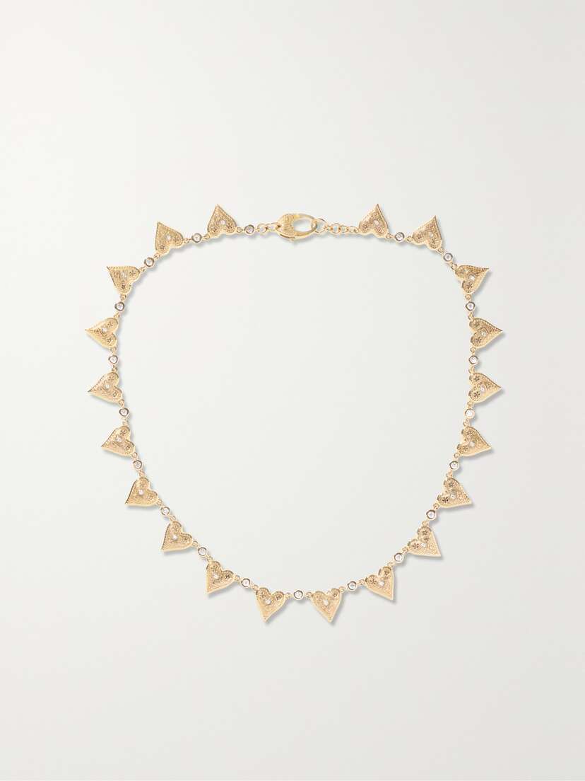 Marlo Laz Southwestern Heart 14-karat Gold Diamond Choker