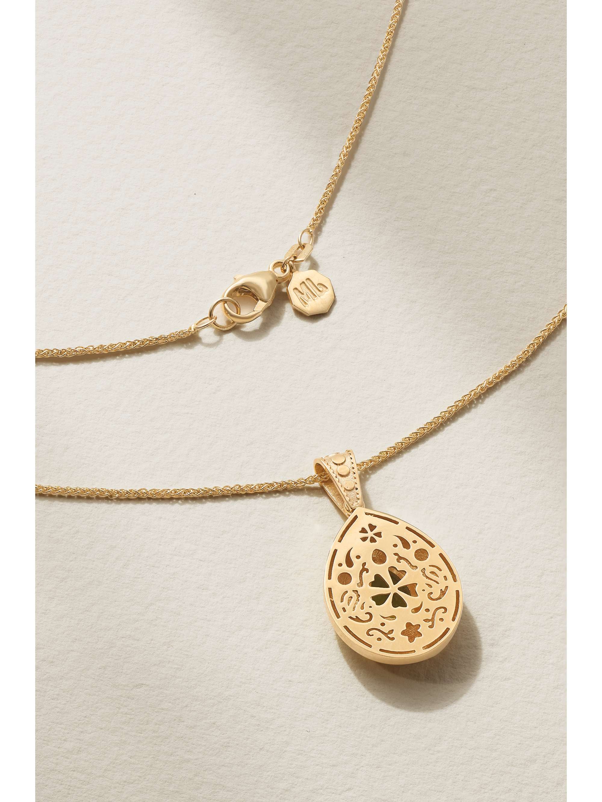 MARLO LAZ Southwestern 14-karat gold, peridot and diamond necklace