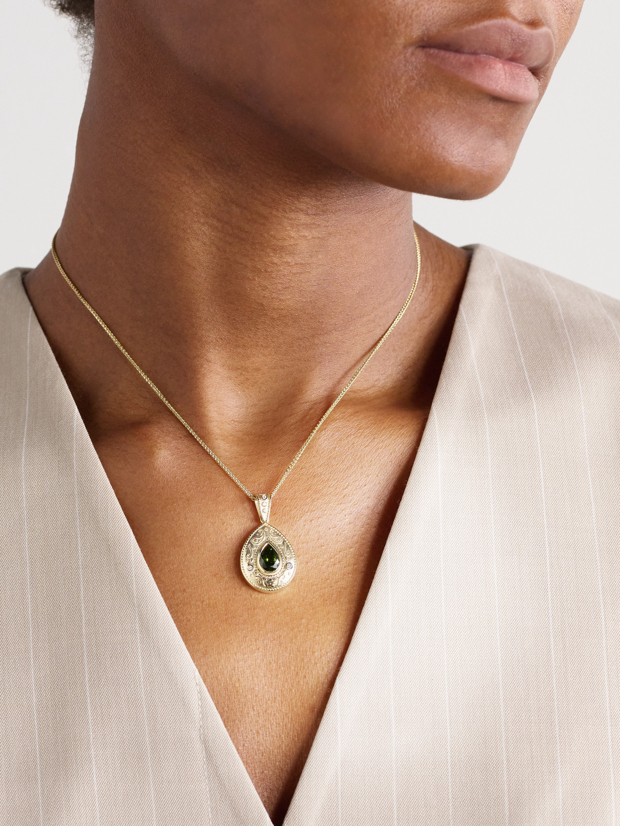 Marlo Laz Southwestern 14-karat Gold, Peridot And Diamond Necklace In Gold