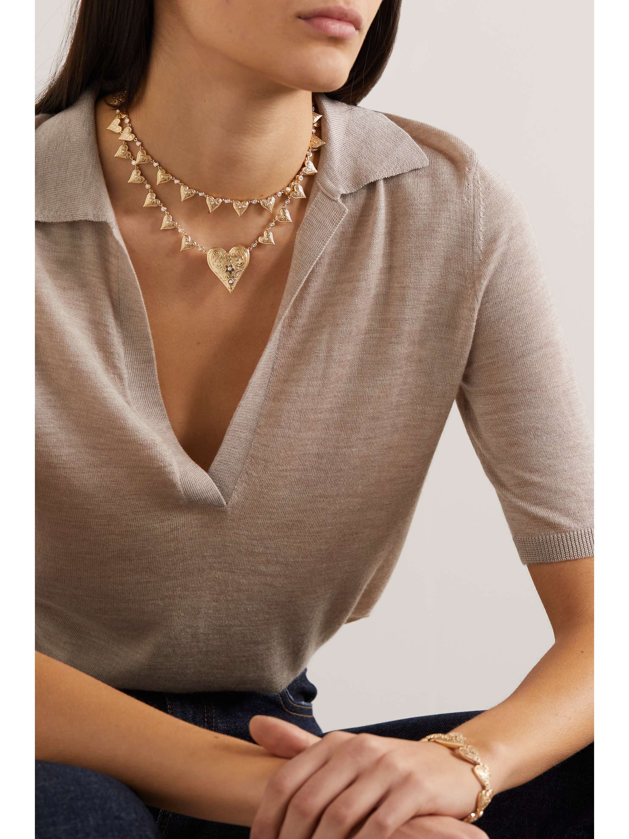 MARLO LAZ Southwestern Heart 18-karat gold diamond necklace