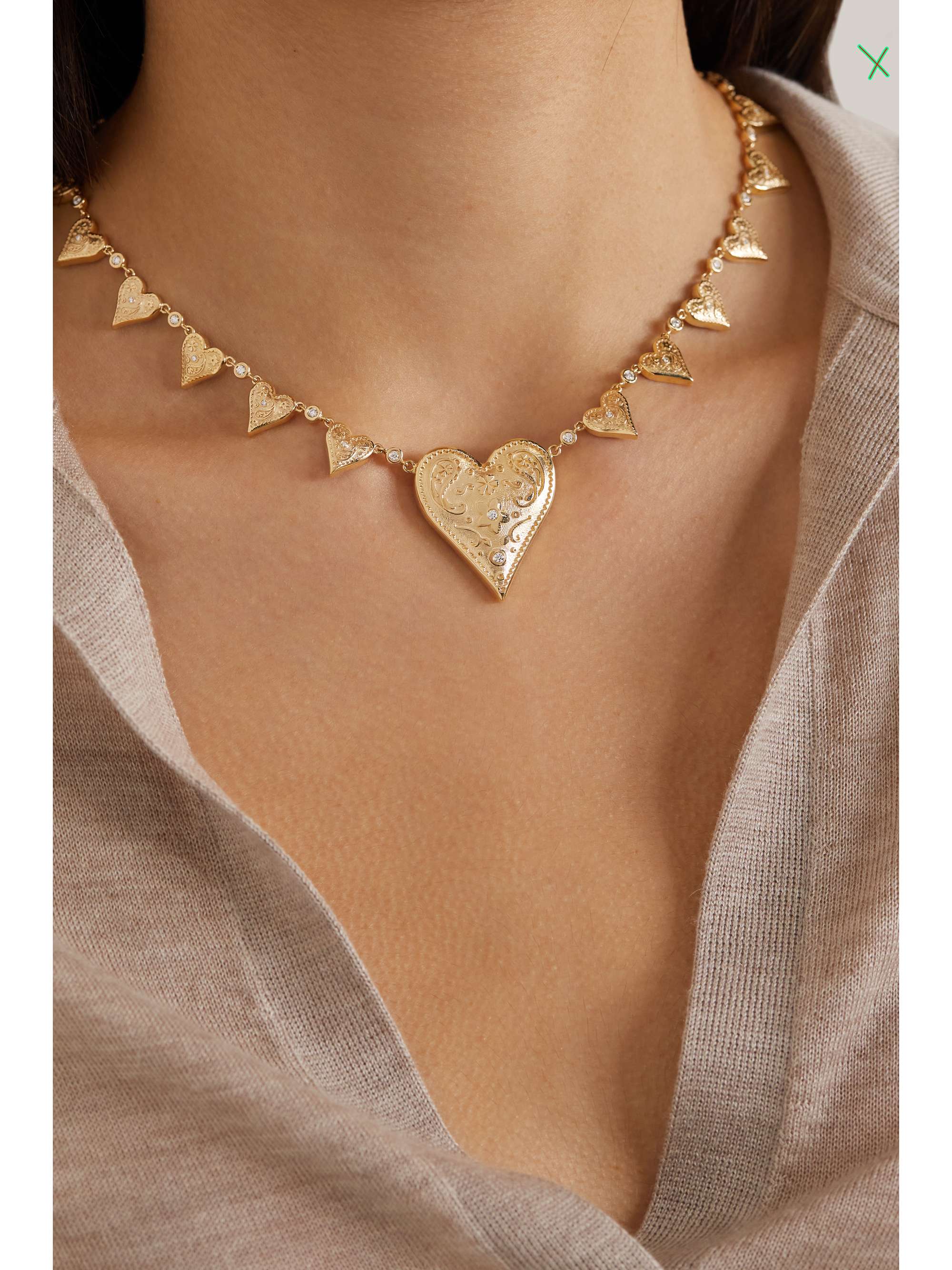MARLO LAZ Southwestern Heart 18-karat gold diamond necklace