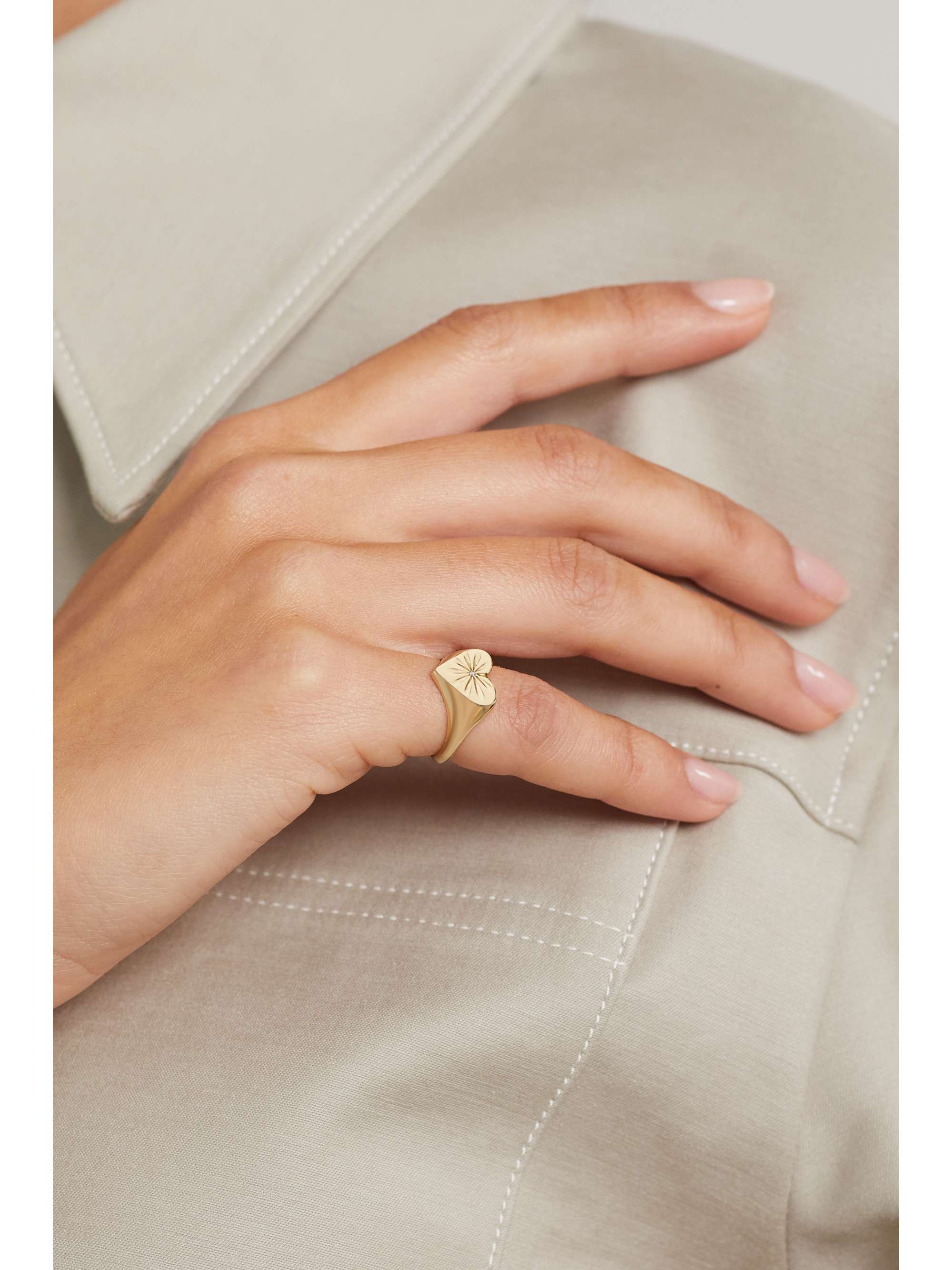 MARLO LAZ Love Token 14-karat gold diamond signet ring