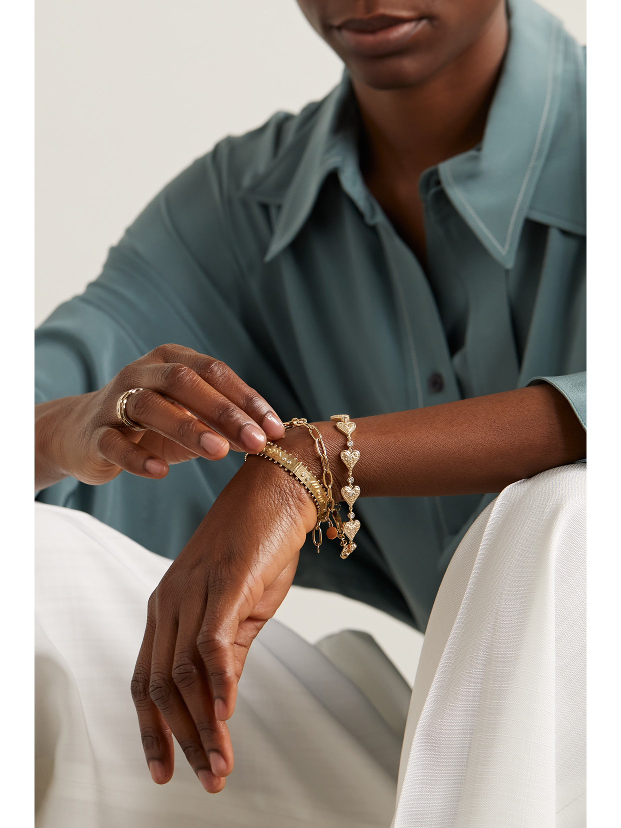 Marlo Laz Southwestern 14-karat Gold Diamond Bracelet In Gold