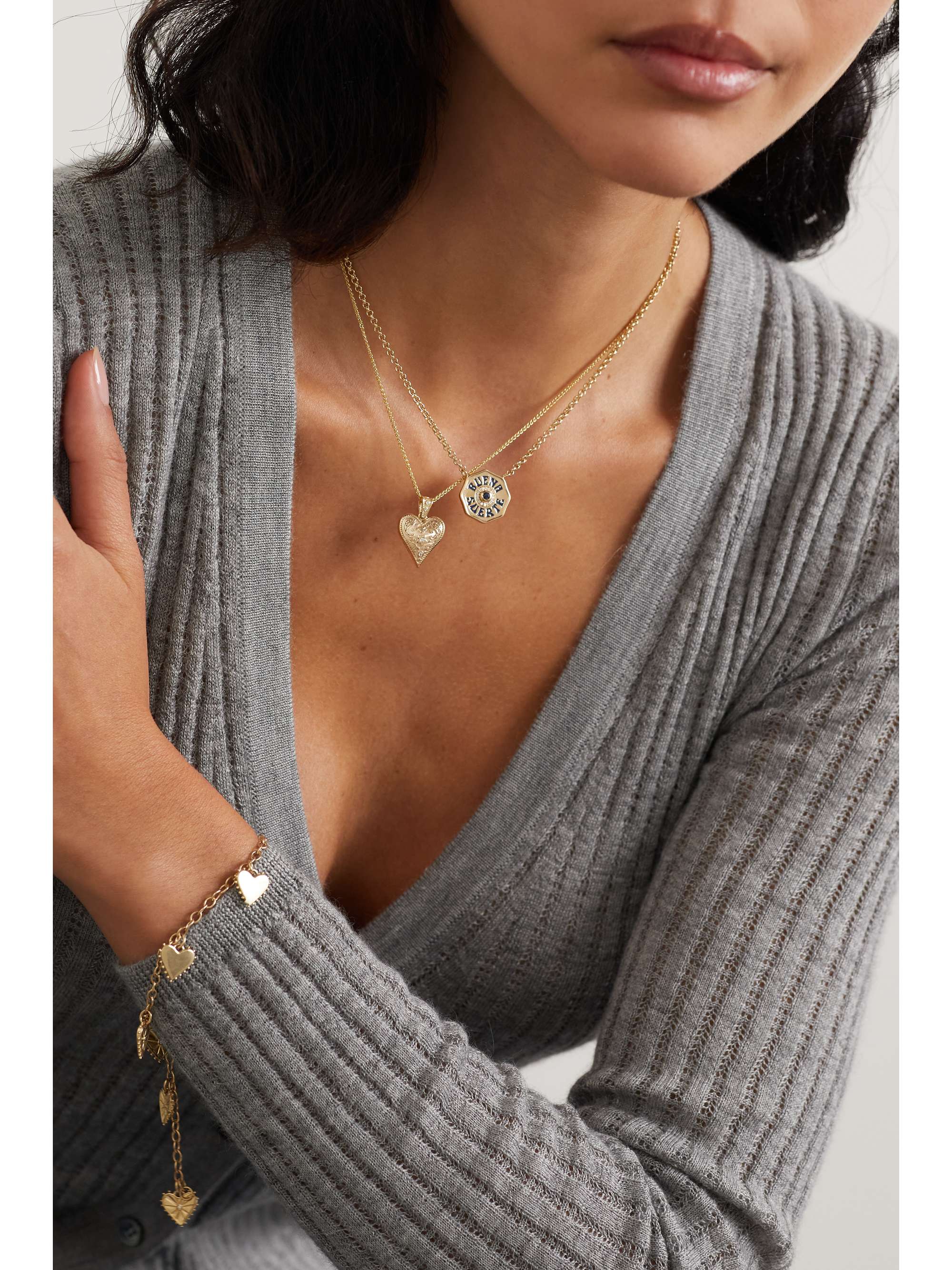 MARLO LAZ Southwestern 14-karat gold diamond necklace