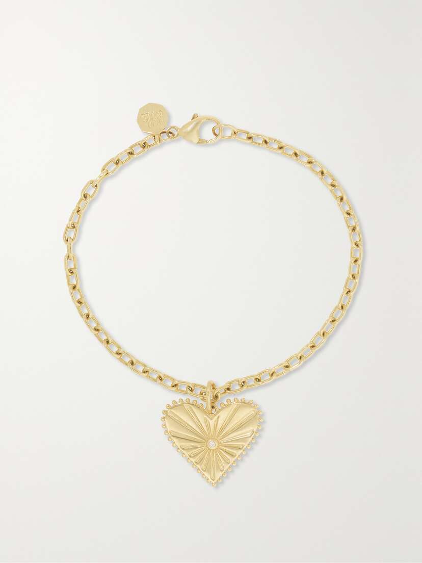 Marlo Laz Small Pour Toujours Heart 14-karat Gold Diamond Bracelet