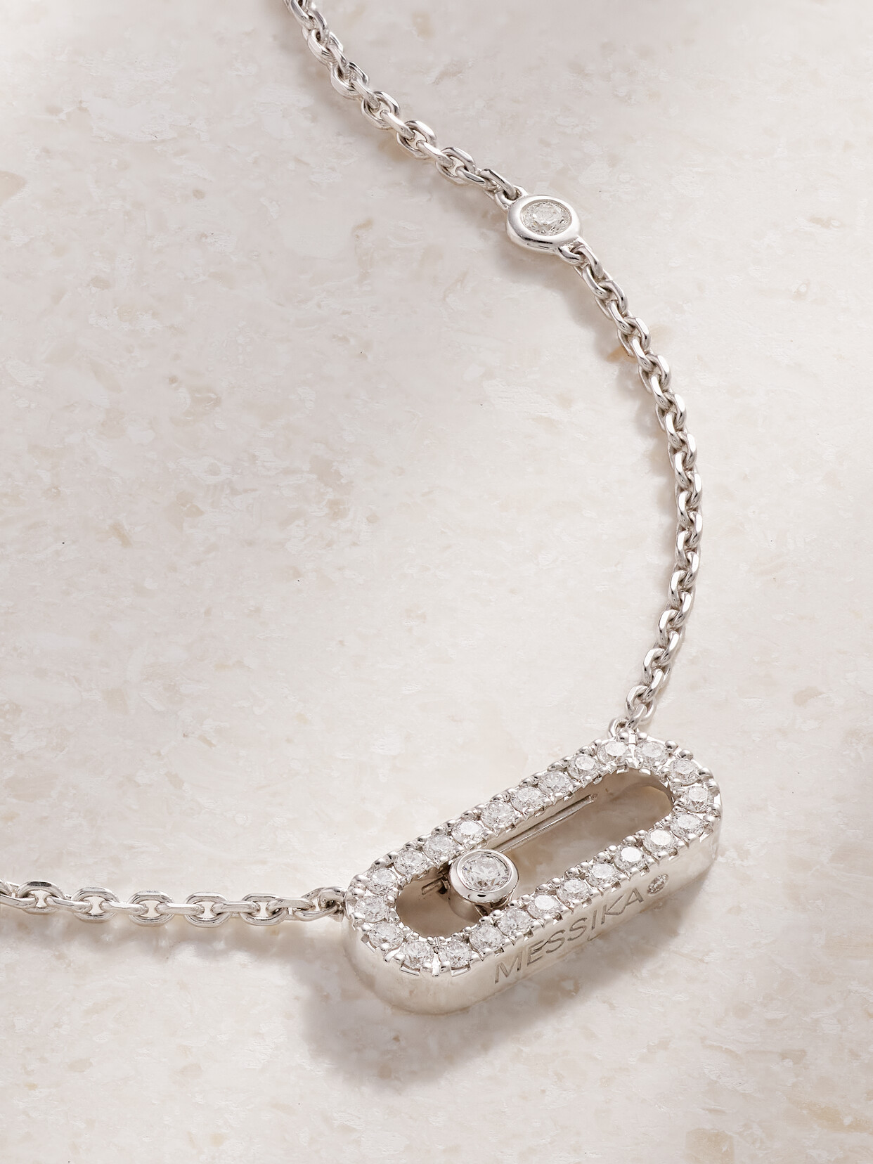 Messika - Move Uno 18-karat White Gold Diamond Necklace - one size 22 Awaiting product image