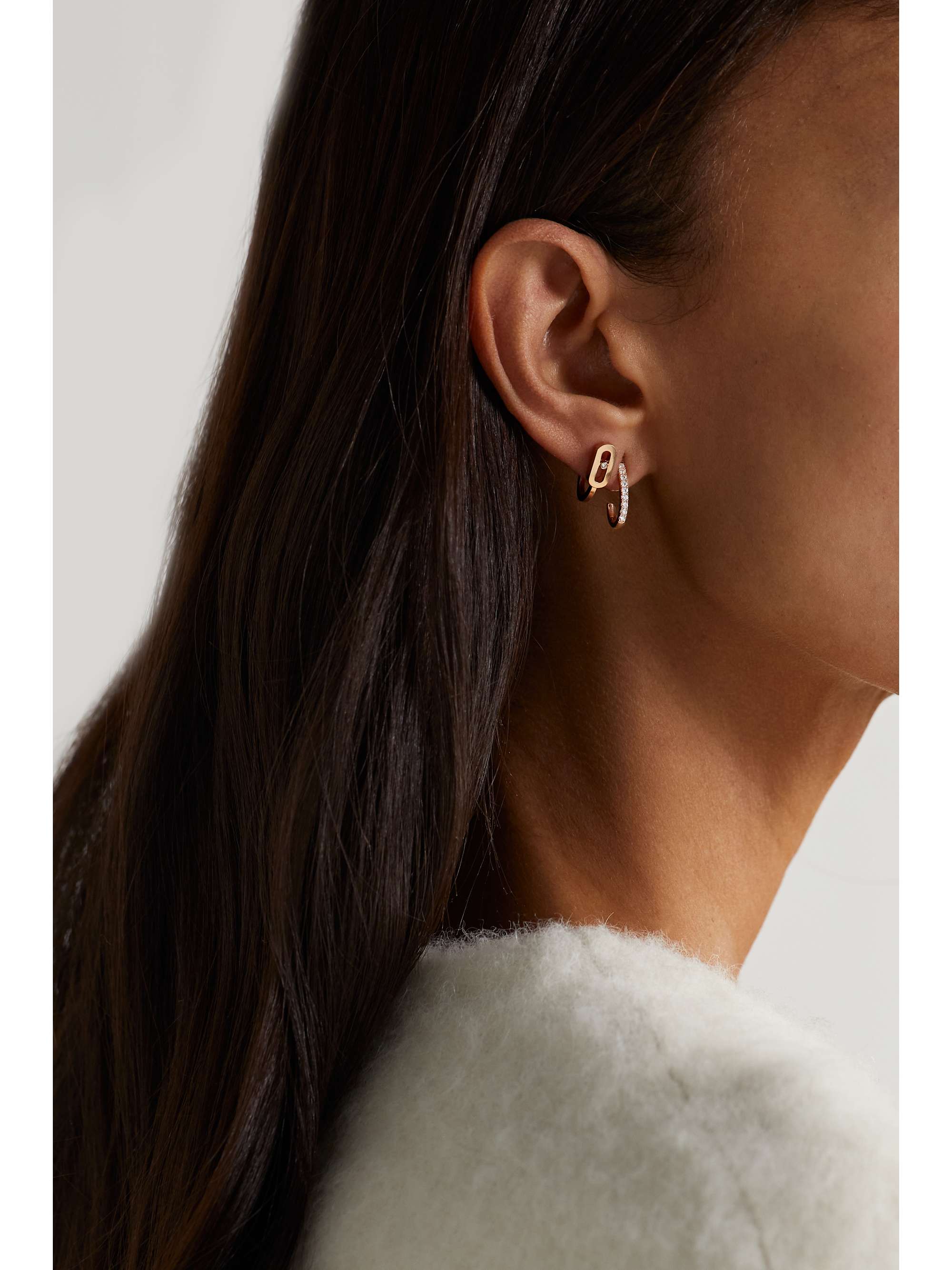 MESSIKA Gatsby XS 18-karat rose gold diamond hoop earrings
