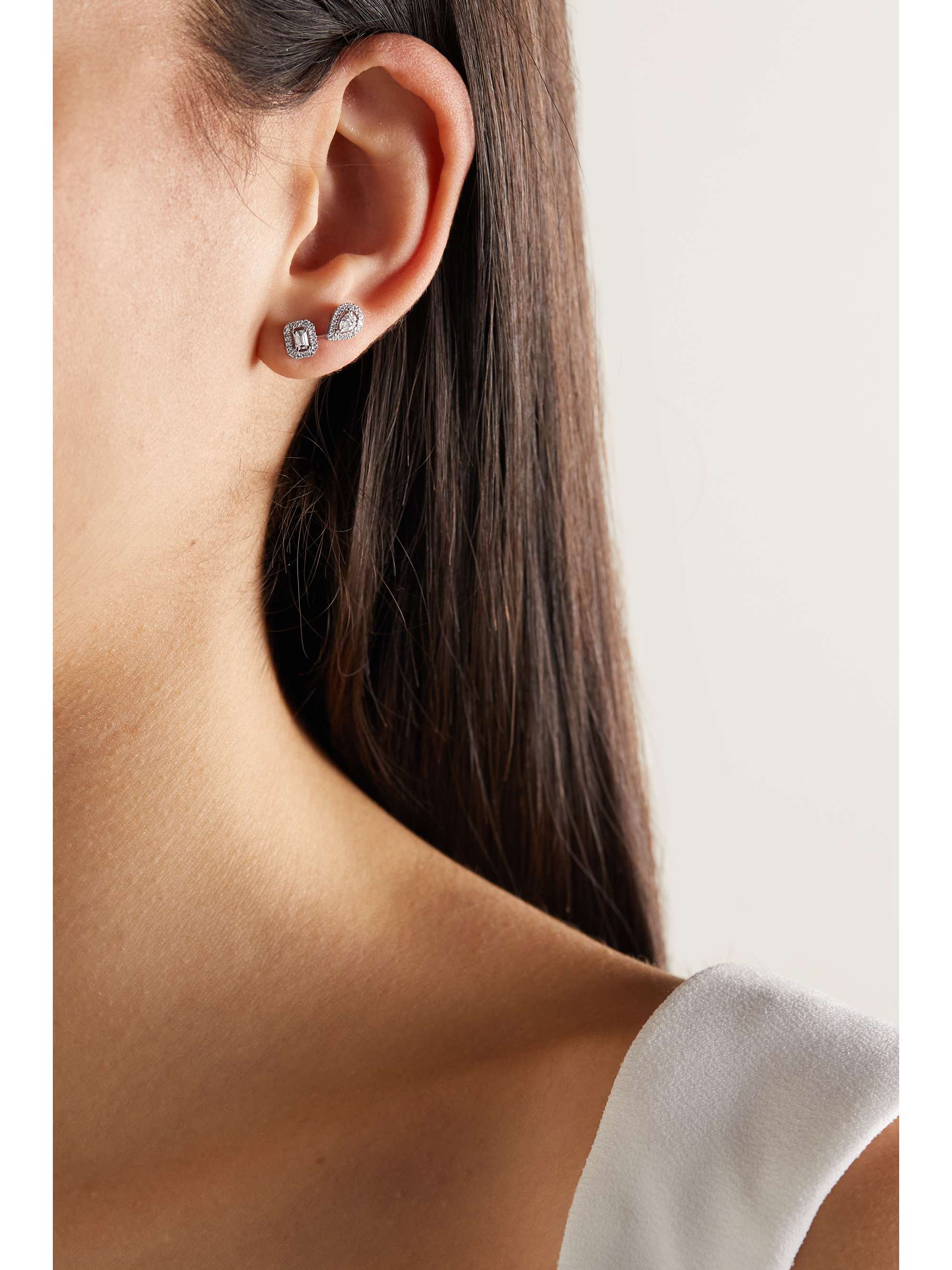 Boucles D'Oreilles Créoles Pavées Diamant en Or Blanc Gatsby