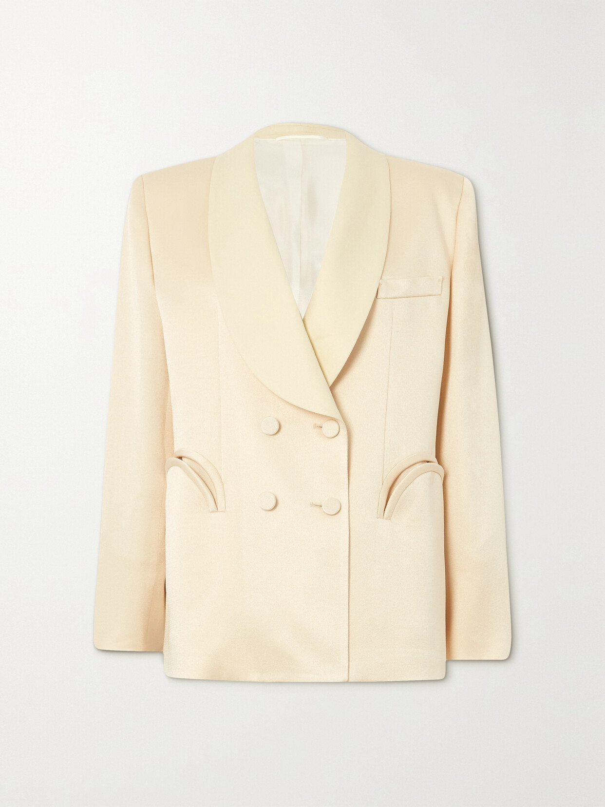 Blazé Milano - Novalis Double-breasted Twill-trimmed Satin-crepe Blazer - Ivory