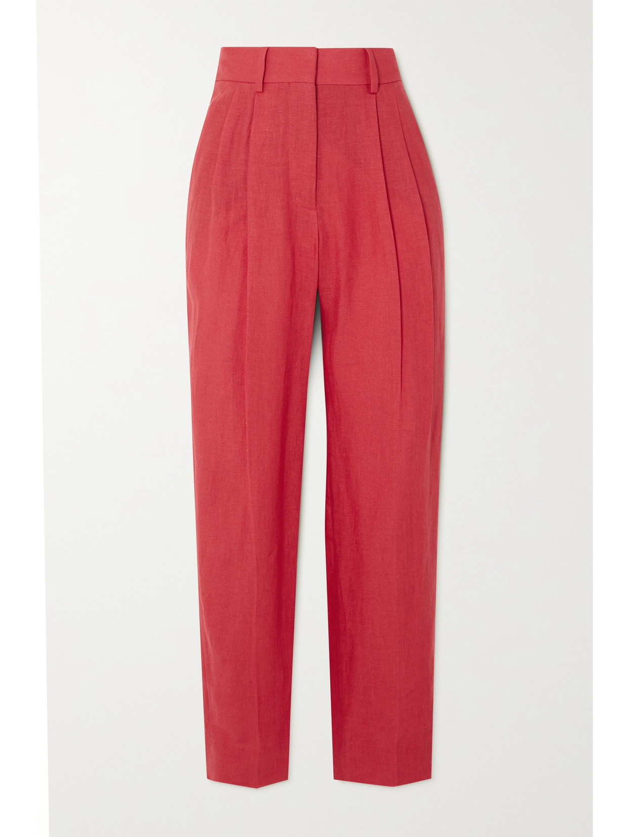 Blazé Milano - Banker Pleated Linen Straight-leg Pants - Red