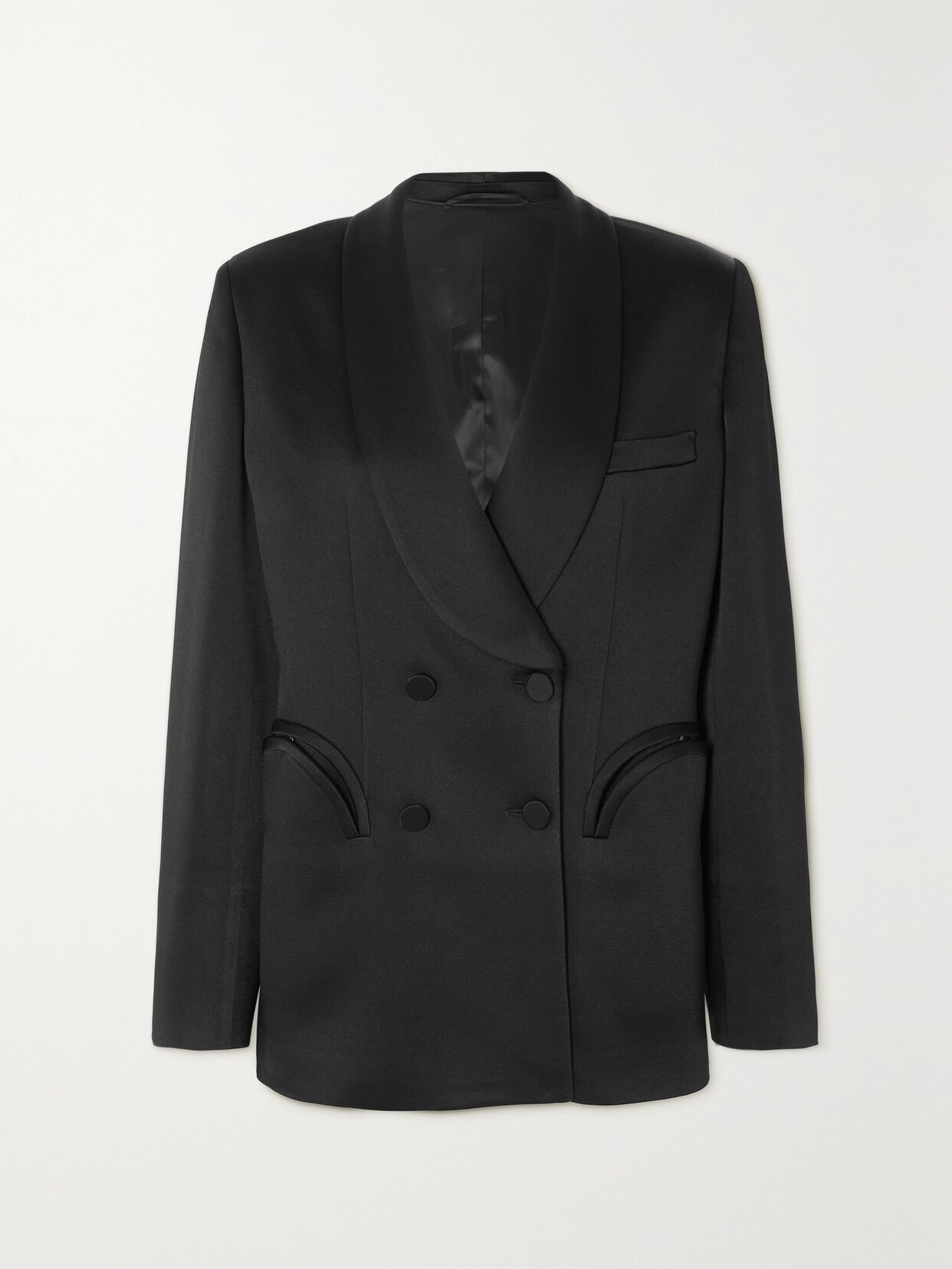 Blazé Milano - Heart Smoking Double-breasted Satin Blazer - Black