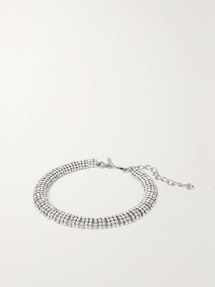 Oscar de la Renta Disco Silver-tone Crystal Necklace