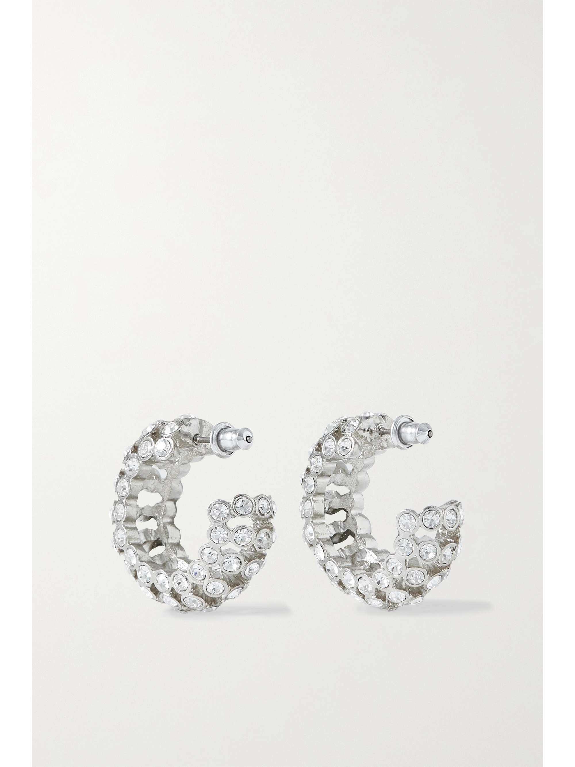 OSCAR DE LA RENTA Caterpillar silver-tone crystal hoop earrings