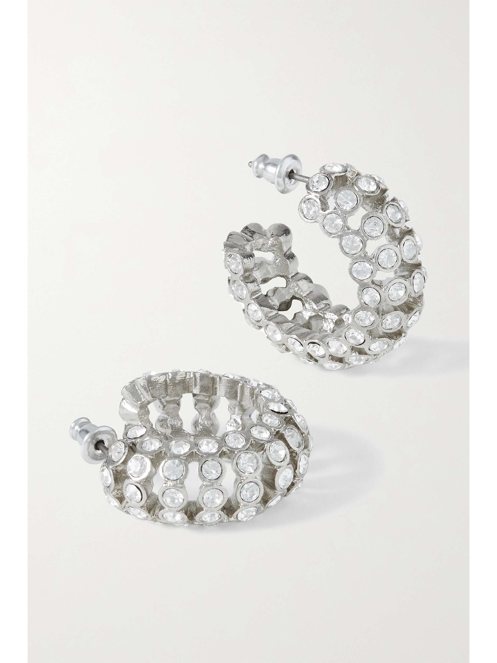OSCAR DE LA RENTA Caterpillar silver-tone crystal hoop earrings