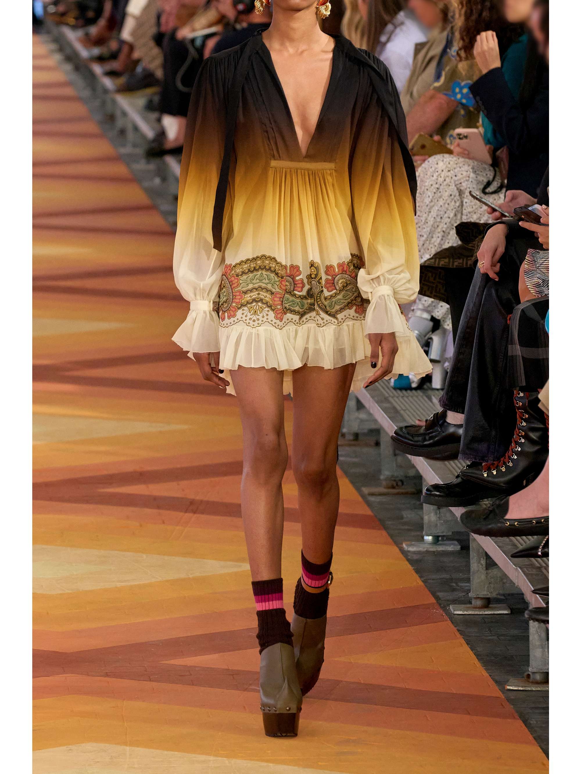 ETRO Gathered printed silk crepe de chine mini dress