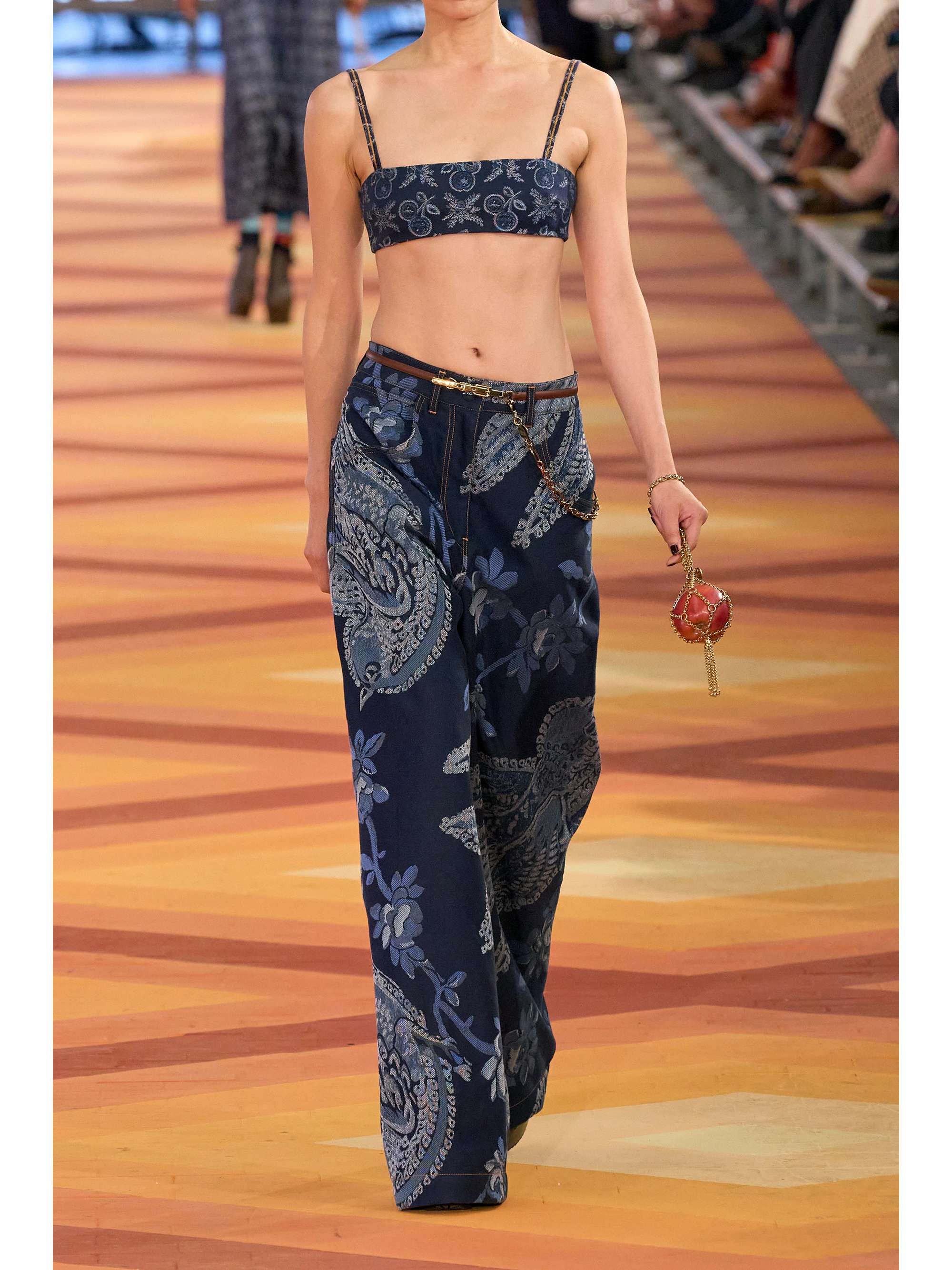 ETRO Appliquéd floral-jacquard high-rise wide-leg jeans