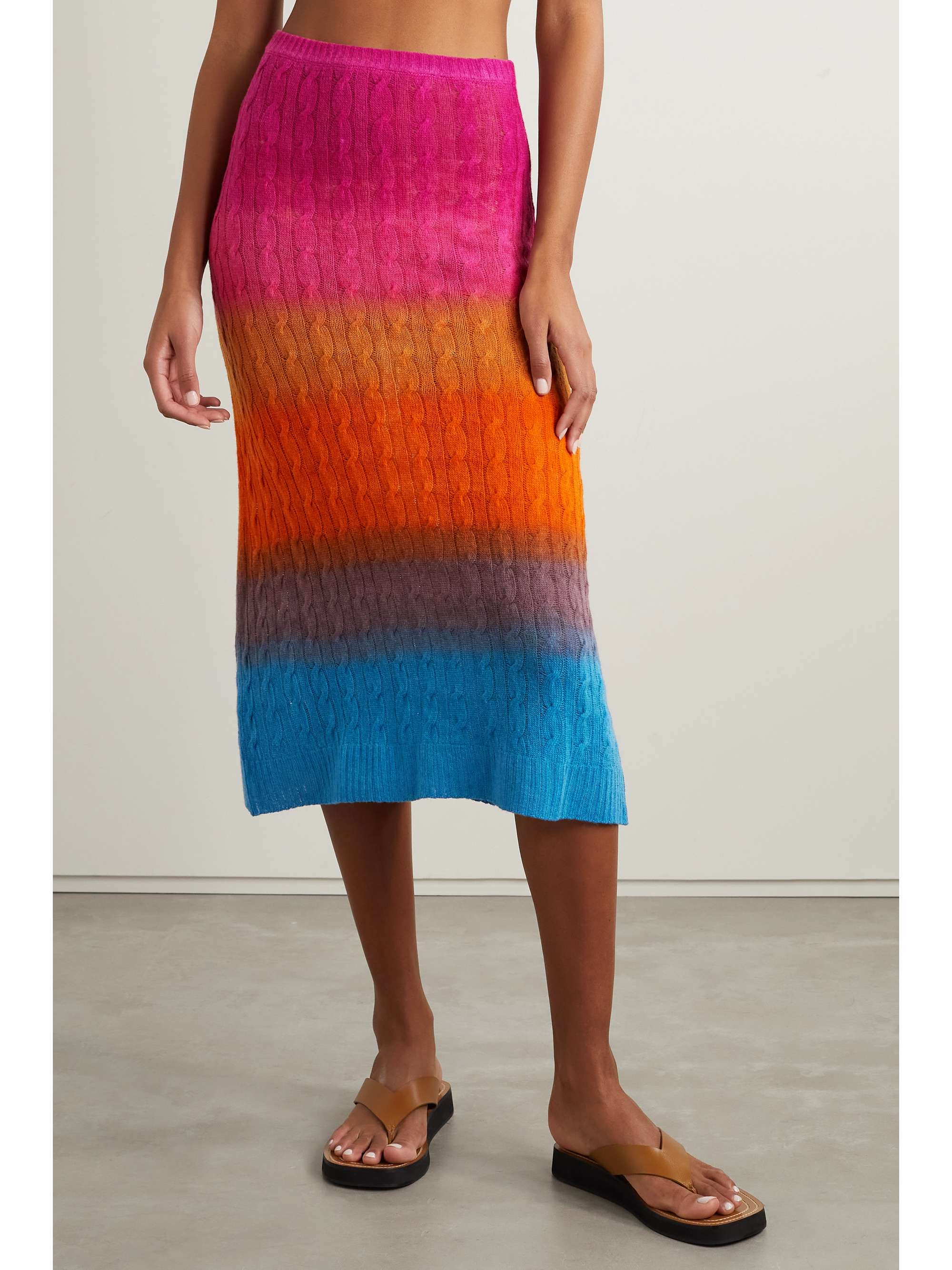 ETRO Striped cable-knit wool midi skirt