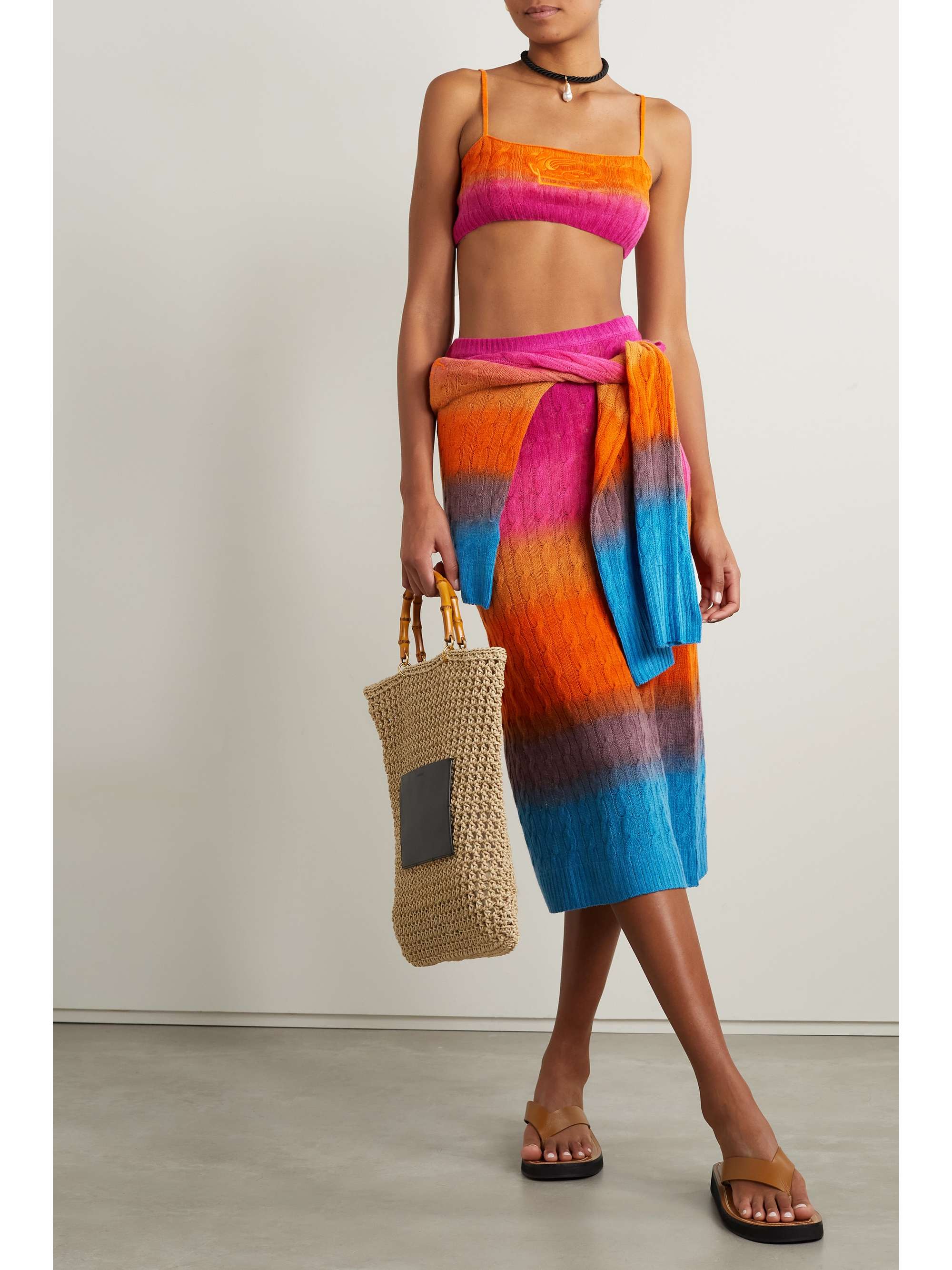 ETRO Striped cable-knit wool midi skirt