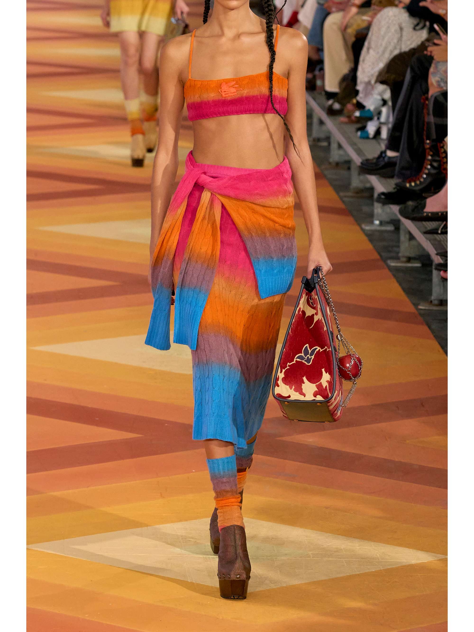 ETRO Striped cable-knit wool midi skirt
