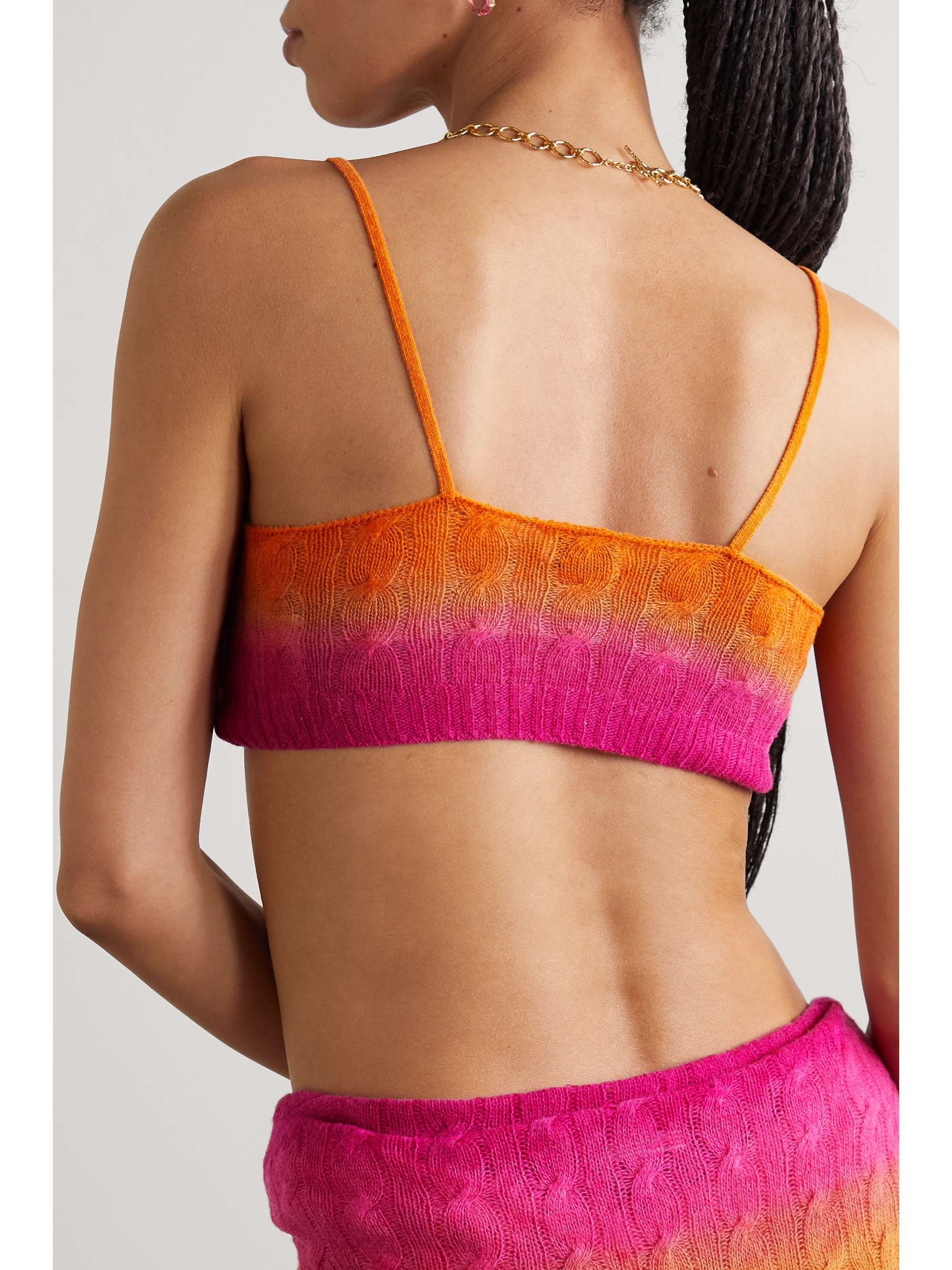 ETRO Cropped embroidered dégradé cable-knit wool top