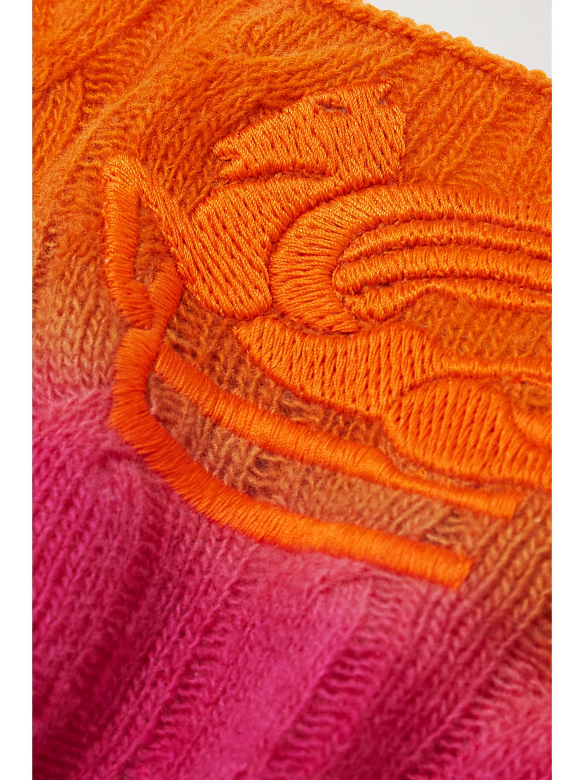 ETRO Cropped embroidered dégradé cable-knit wool top