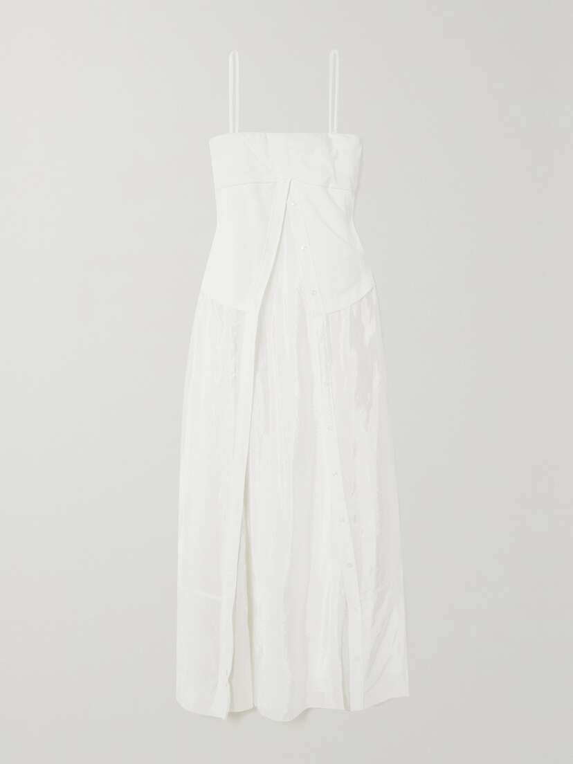 Simkhai Ala Pleated Gathered Cotton-blend Crepe And Ripstop Maxi Dress