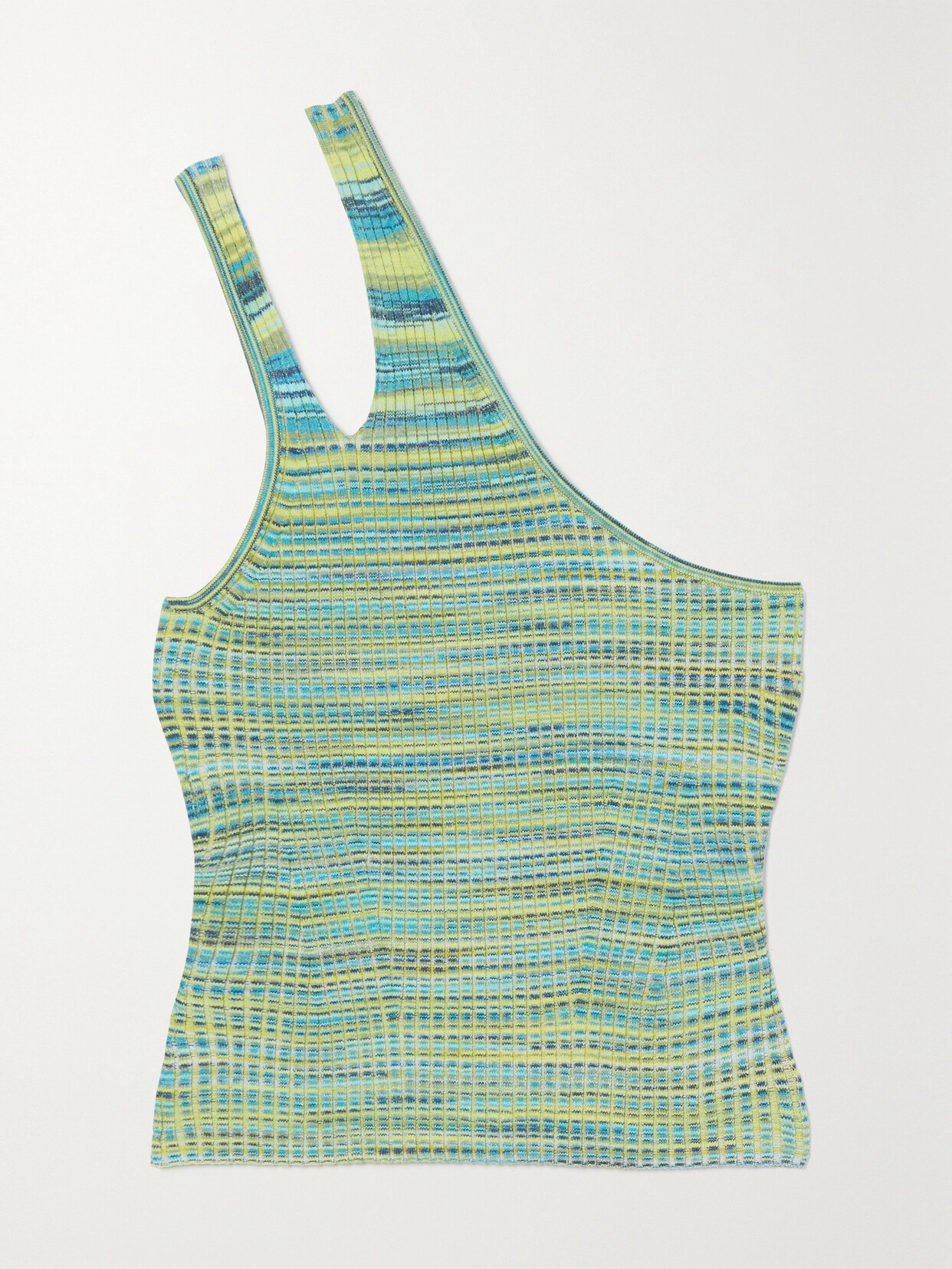 SIMKHAI Selby One-shoulder Cutout Cotton-blend Tank - Blue