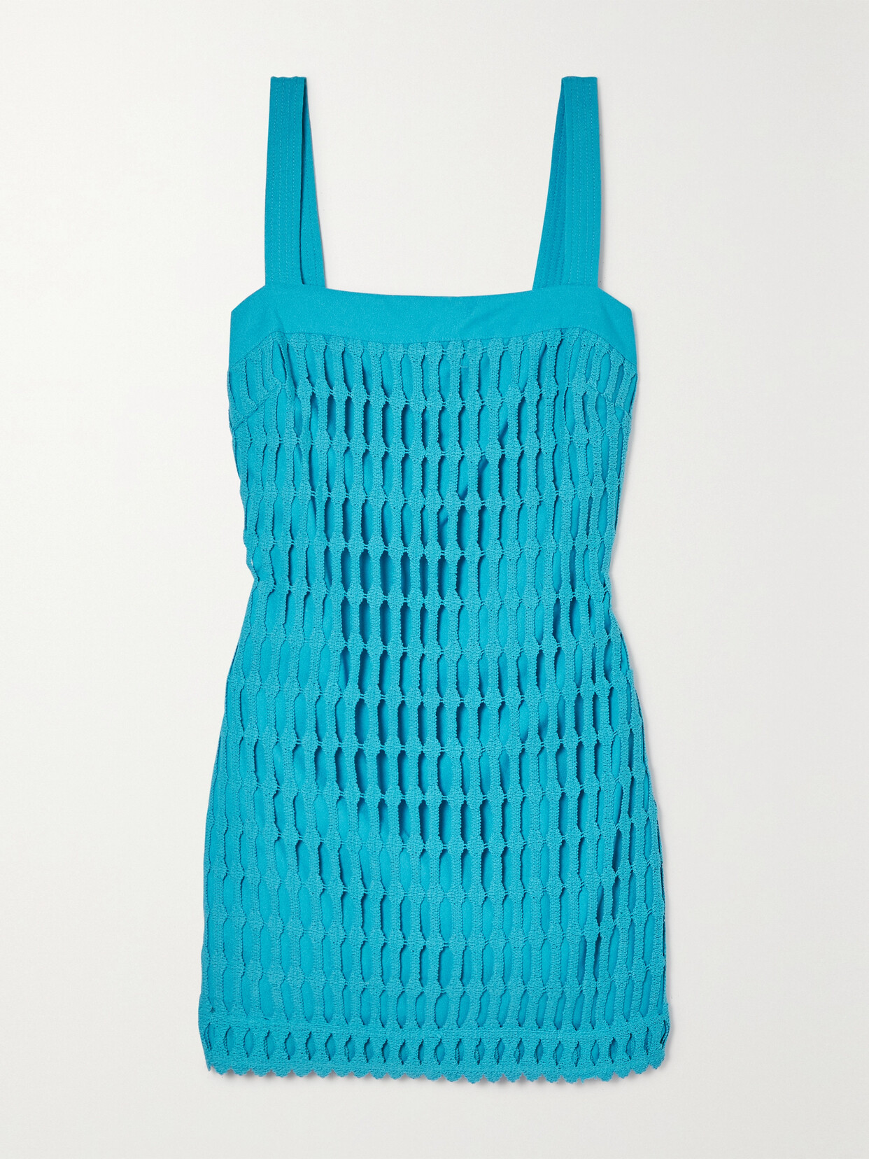 Simkhai Artemis Crochet Overlay Cotton Blend Minidress In Blue