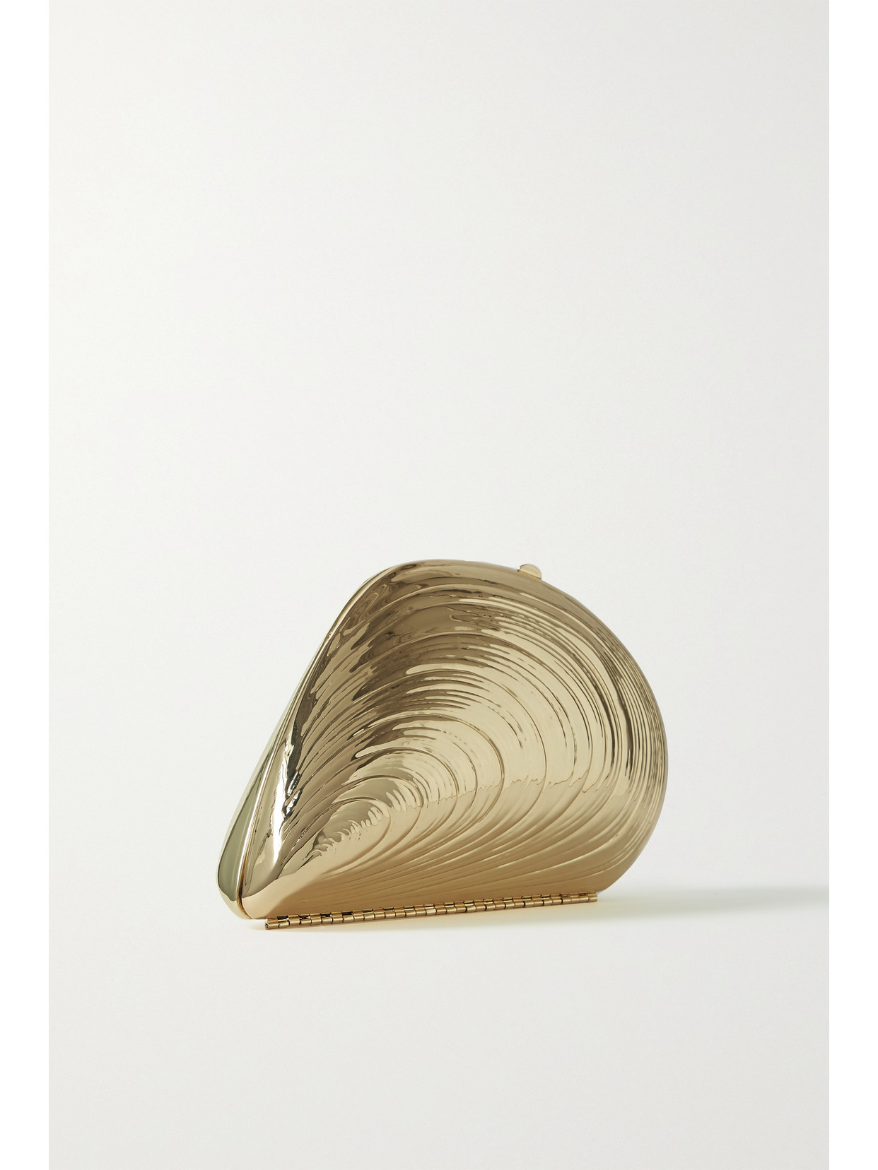 Simkhai Bridget Metal Oyster Shell Clutch In Gold