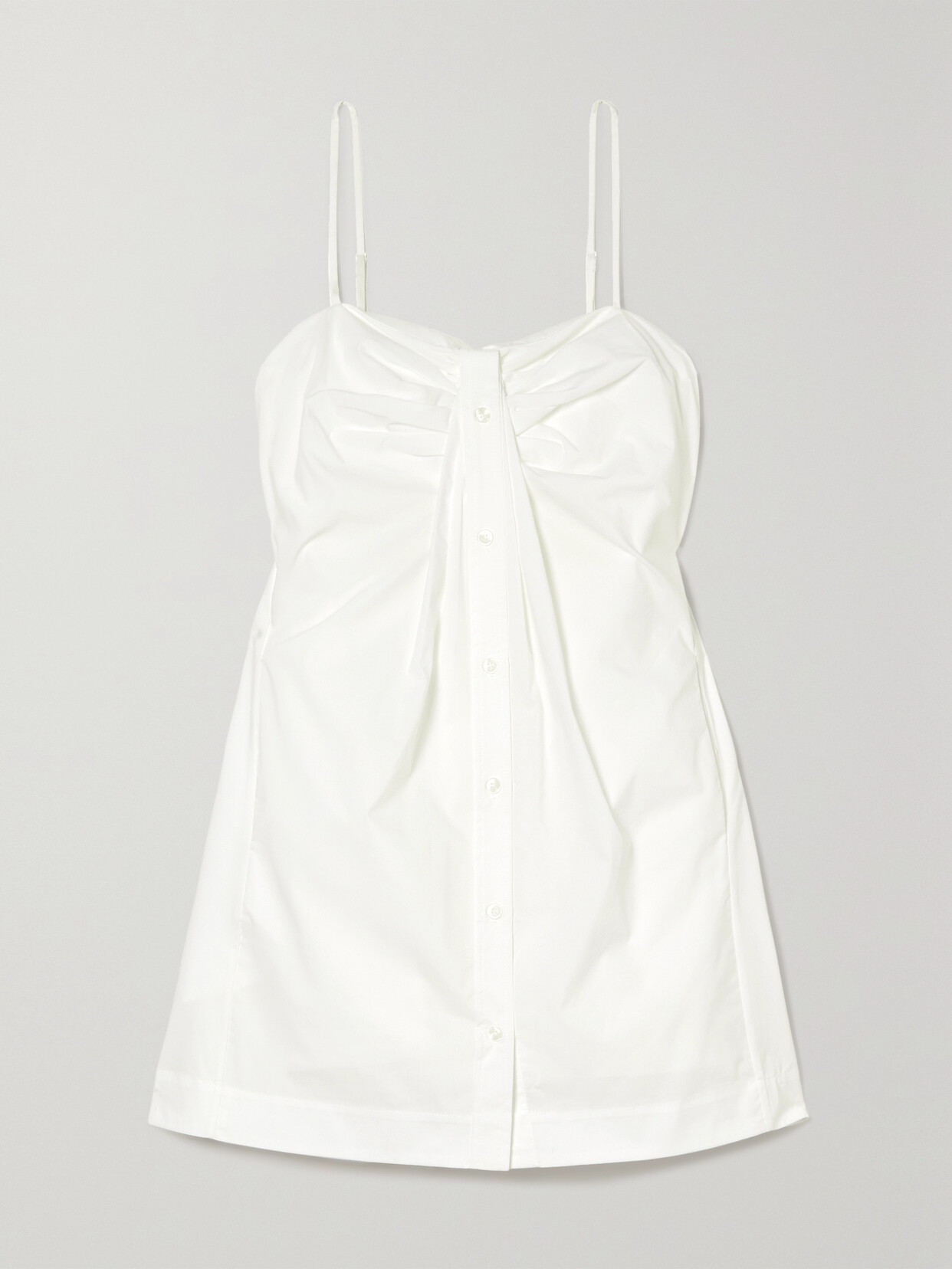Simkhai Kendall Cotton Poplin Twisted Button Front Shirt In White