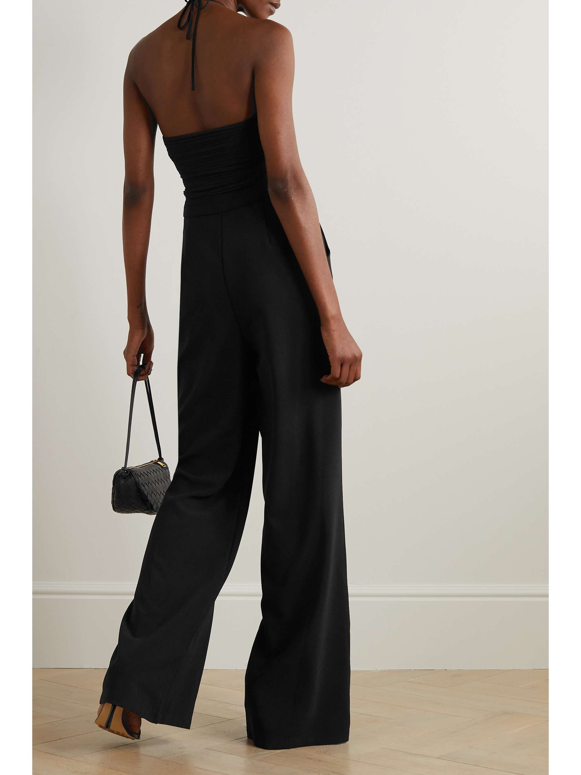 SIMKHAI Gala cutout pleated jersey halterneck jumpsuit