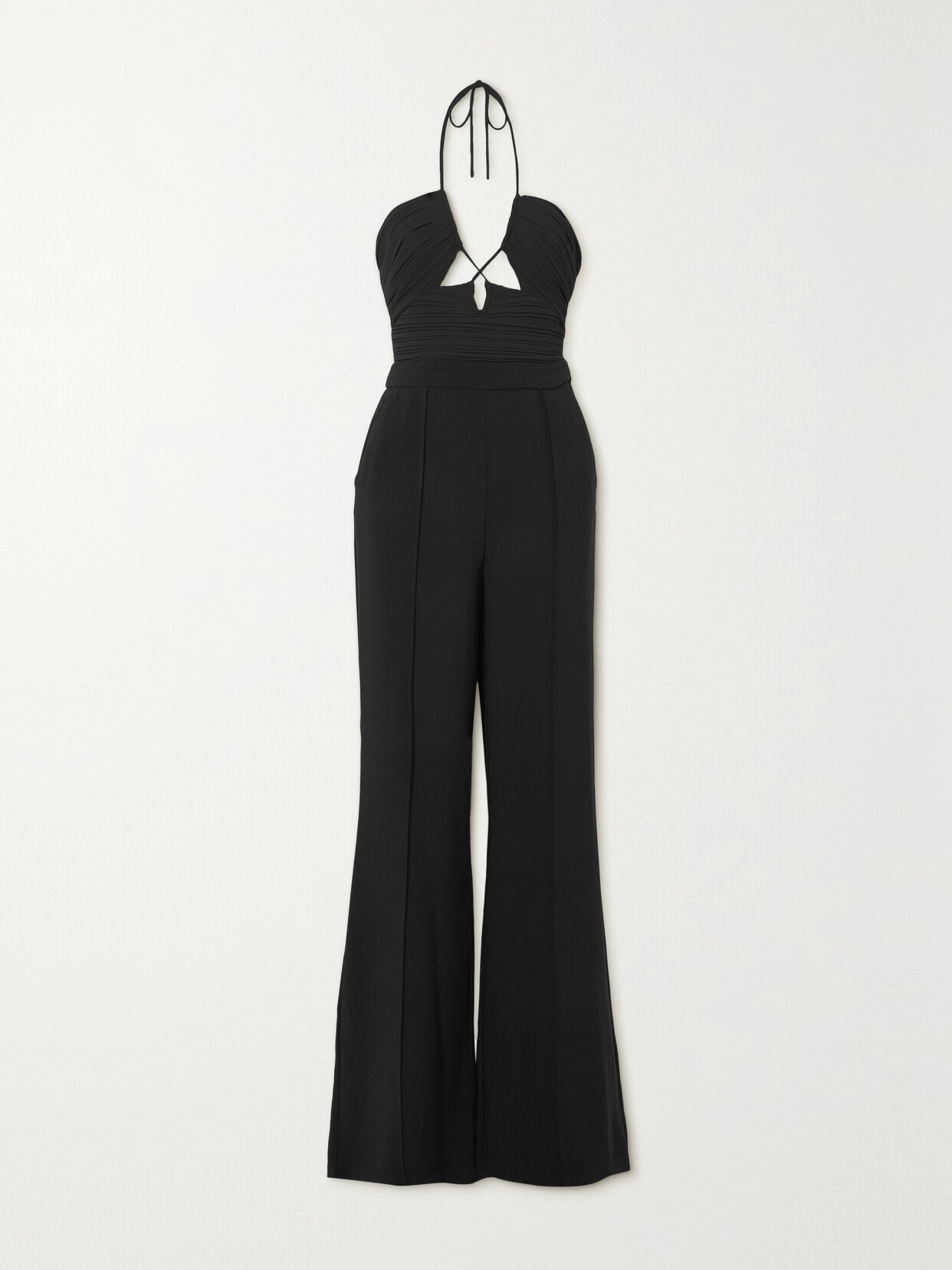 SIMKHAI - Gala Cutout Pleated Jersey Halterneck Jumpsuit - Black