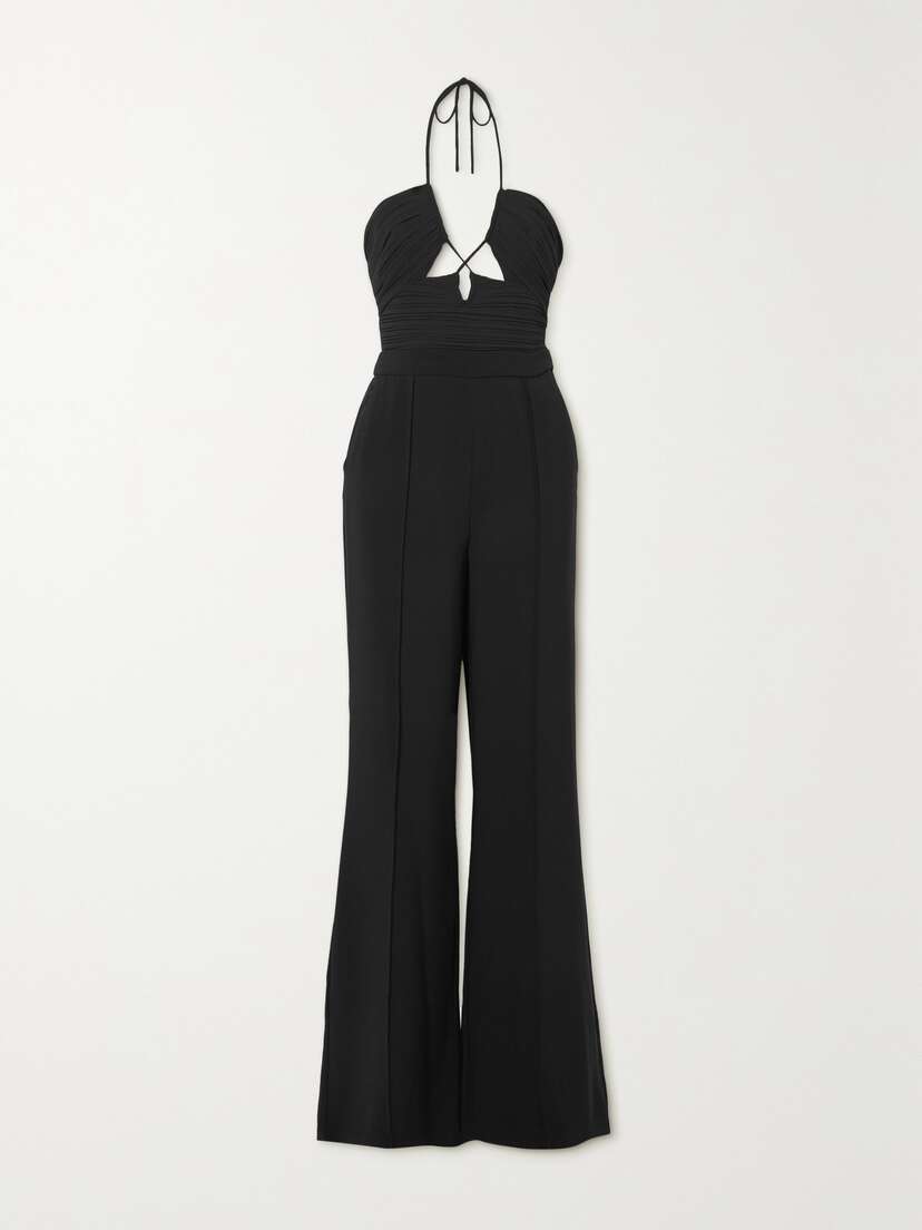 Simkhai Gala Cutout Pleated Jersey Halterneck Jumpsuit