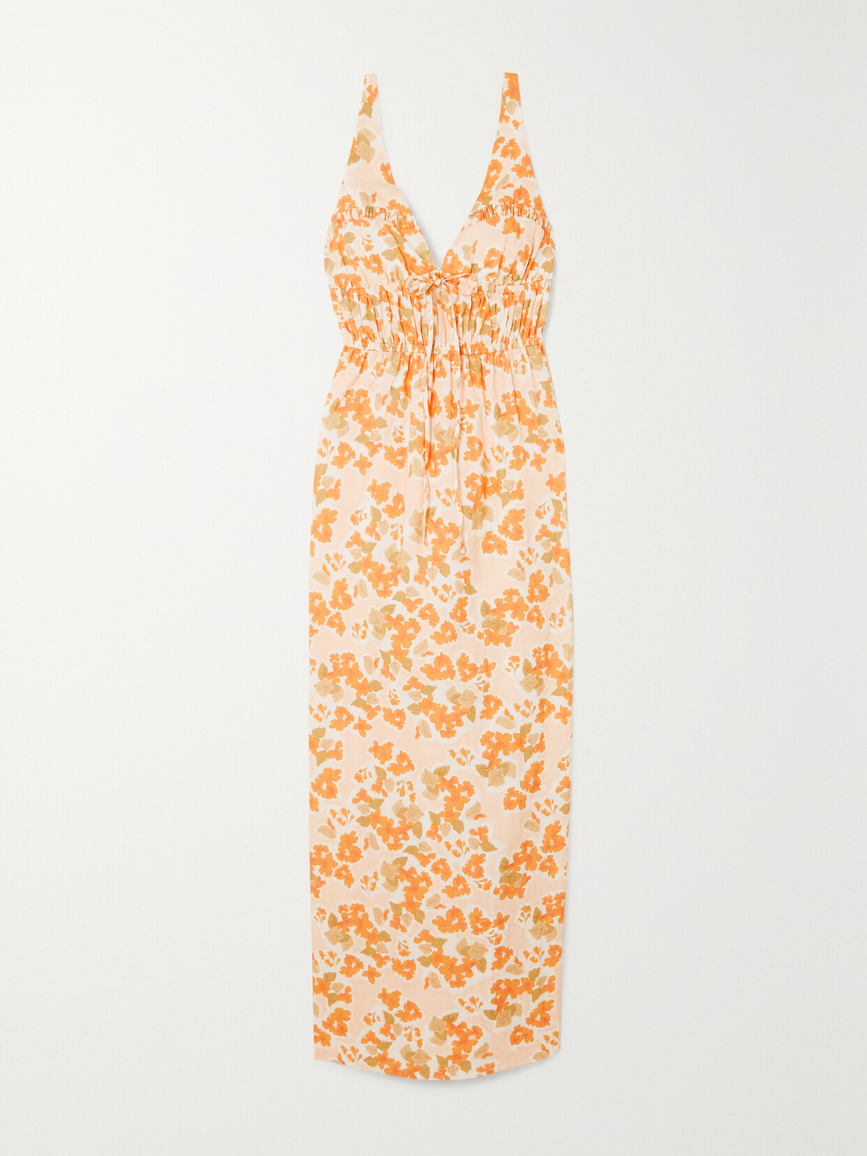 Peony + Net Sustain Vacation Floral-print Organic Cotton And Ecovero-blend Maxi Dress - Orange