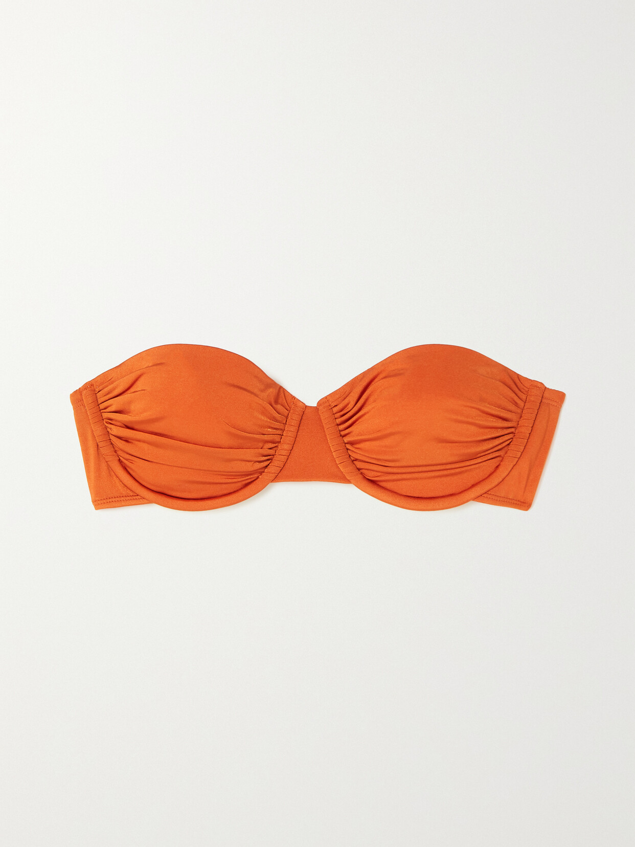 Peony - + Net Sustain Ruched Stretch-econyl Underwired Bandeau Bikini Top - Orange