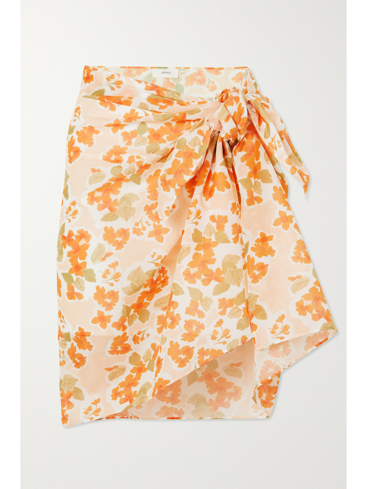 Peony + Net Sustain Floral-print Cotton-voile Pareo