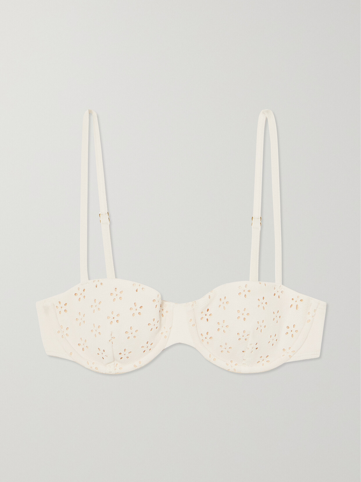 Peony - + Net Sustain Recycled-broderie Anglaise Underwired Balconette Bikini Top - White