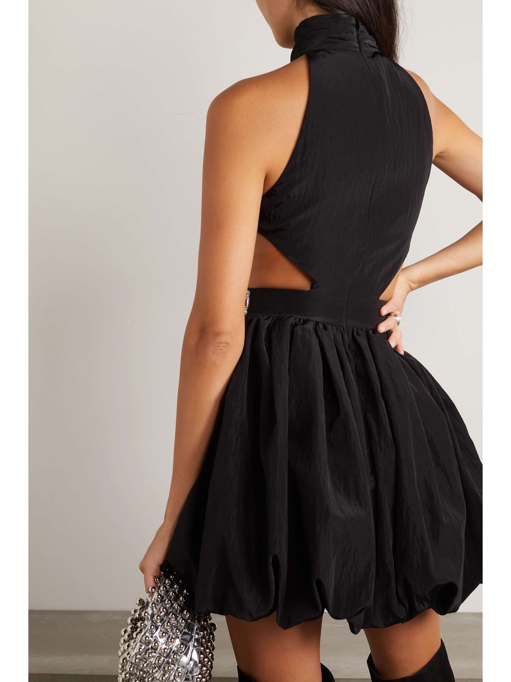 DAVID KOMA Embellished cutout taffeta mini dress