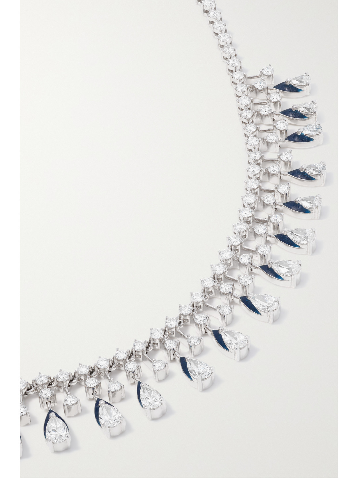 Kamyen Pear 18-karat White Gold, Diamond And Enamel Choker In Gold