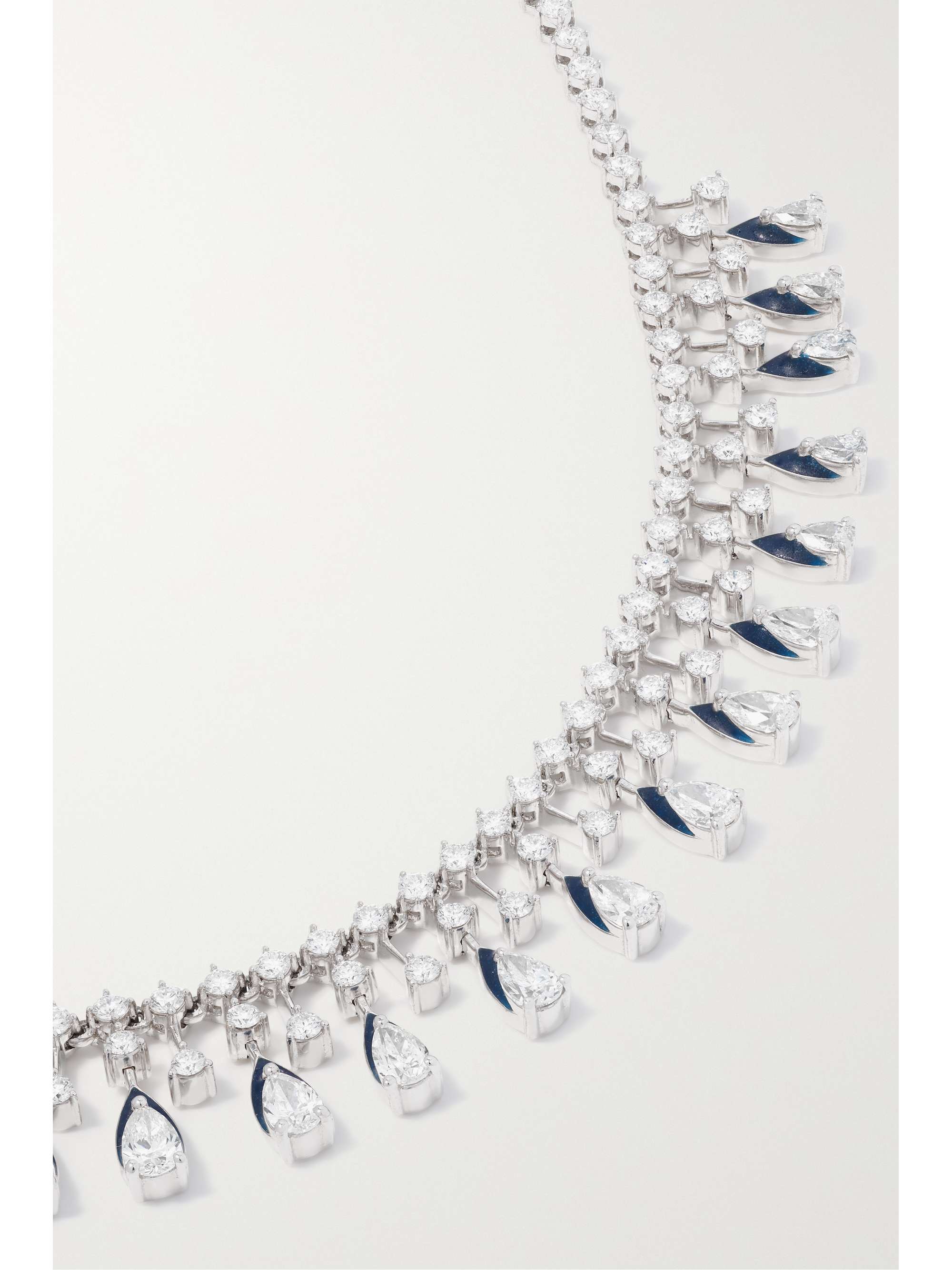 KAMYEN Pear 18-karat white gold, diamond and enamel choker