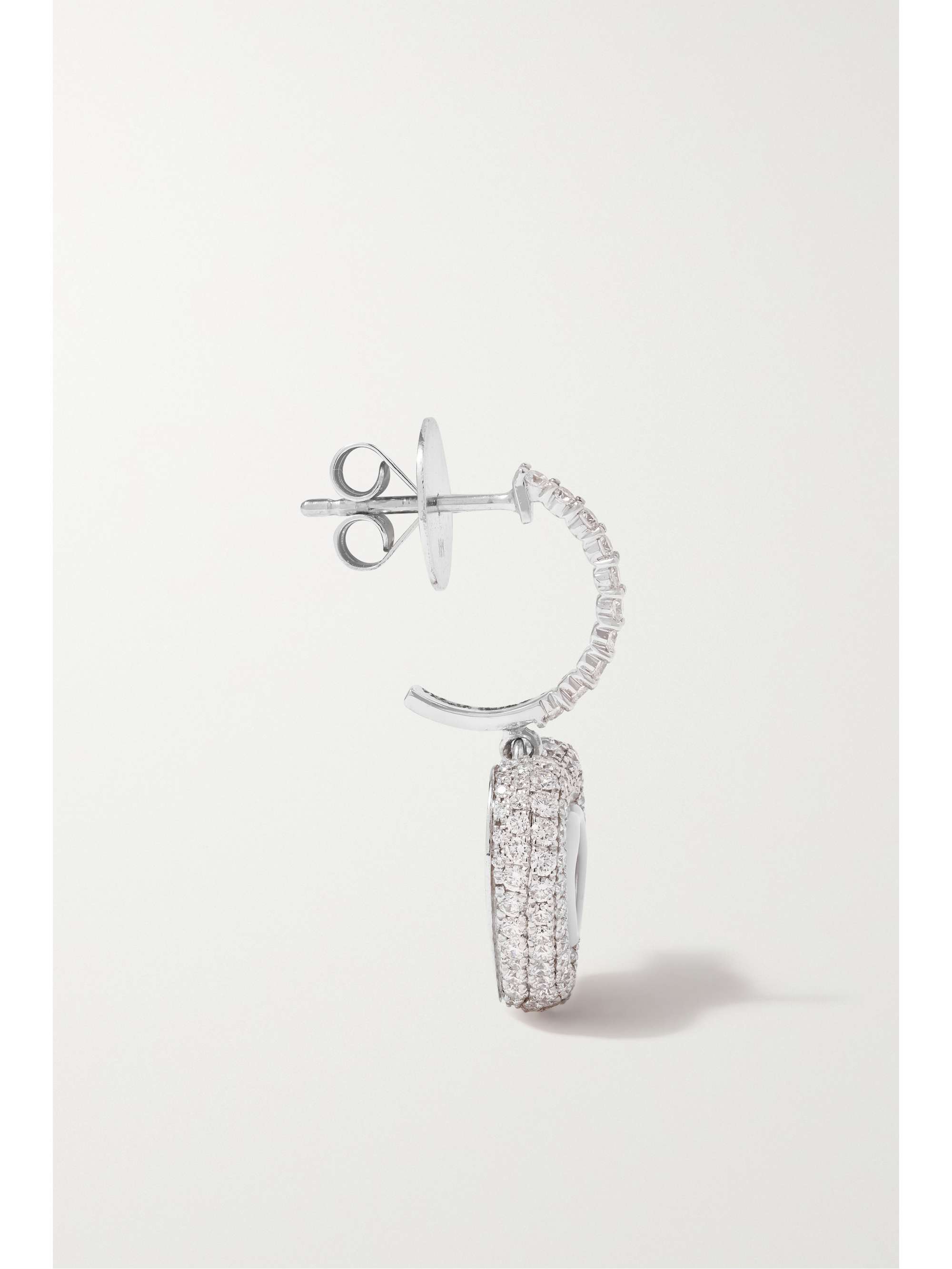 KAMYEN Manaal Heart 18-karat white gold, enamel, ruby and diamond earrings