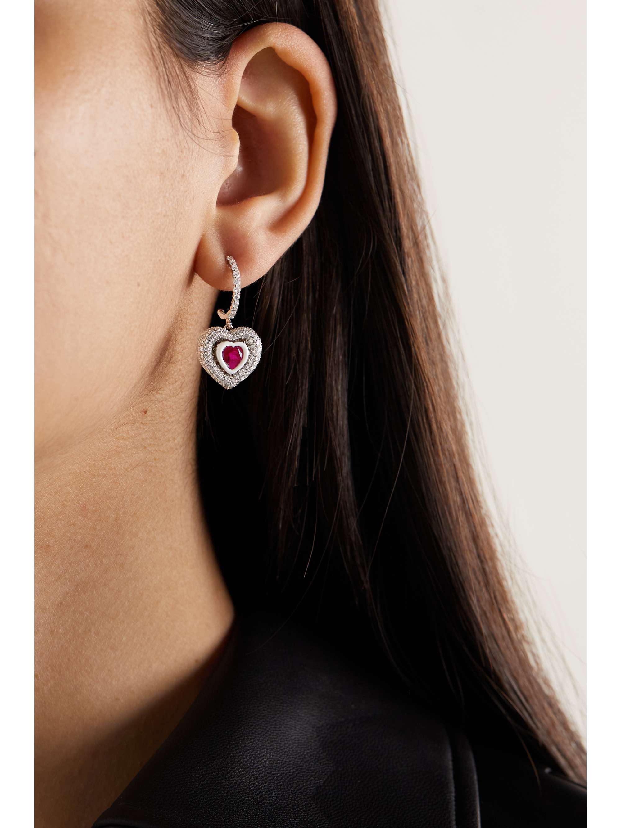 Heart diamond earrings white gold discount