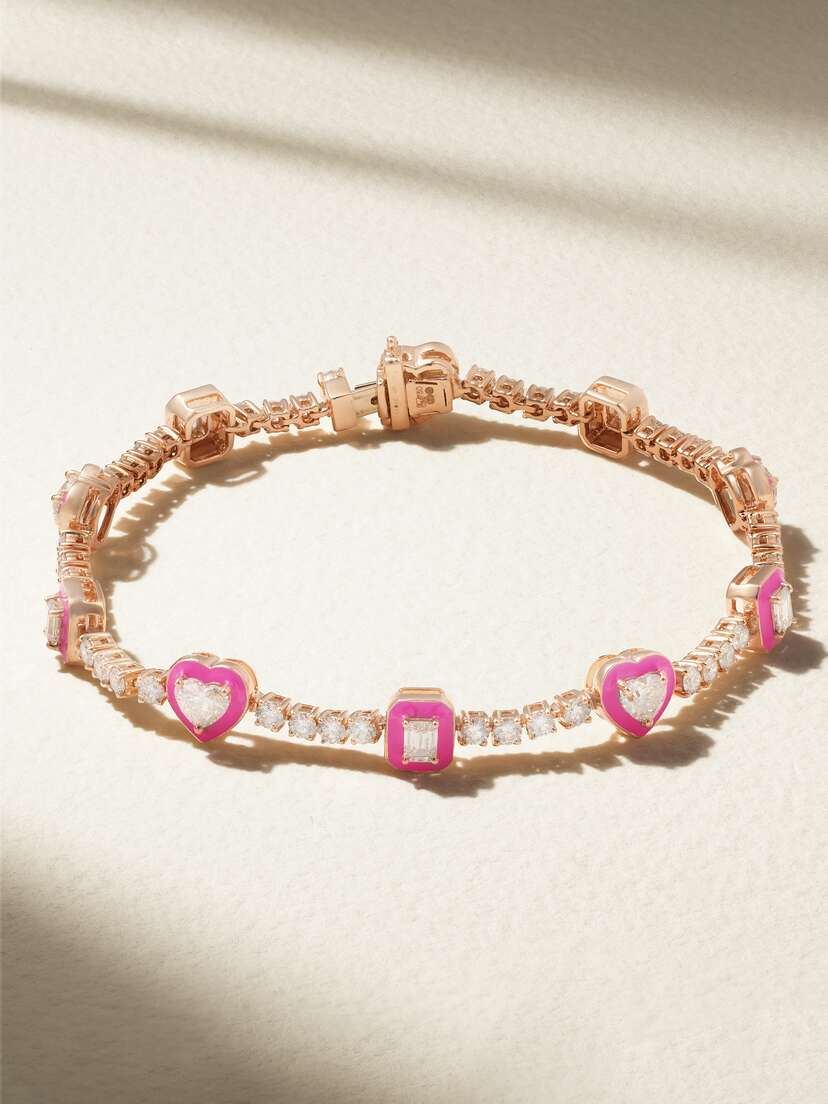 Kamyen 18-karat Rose Gold, Enamel And Diamond Bracelet